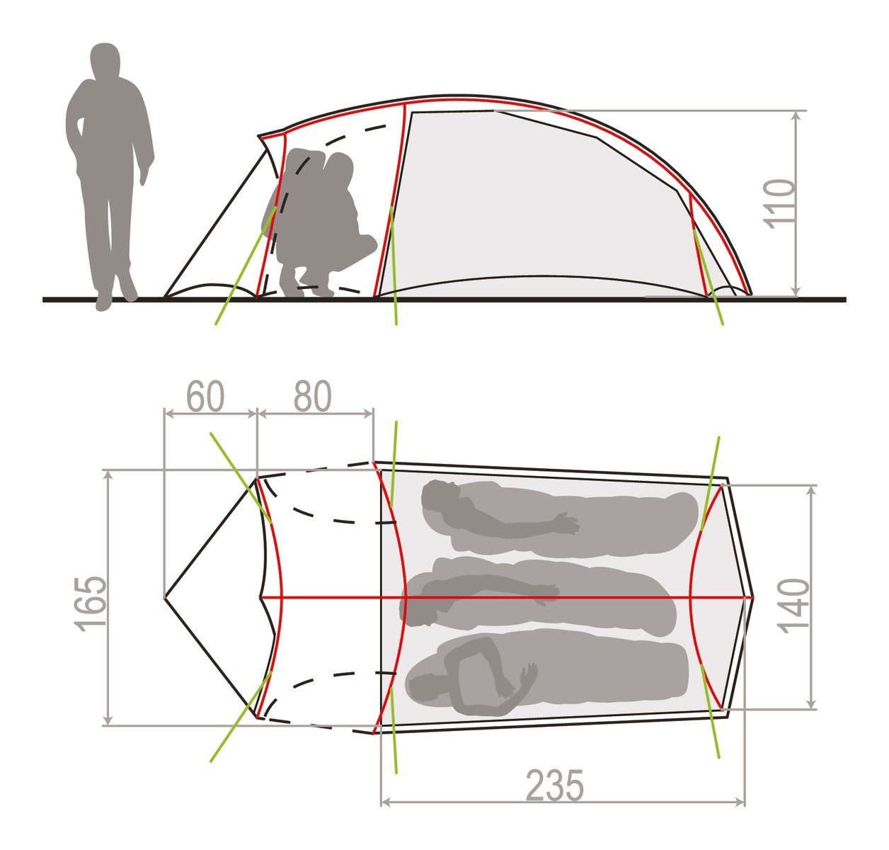 VAUDE Tunnelzelt VauDe Hogan SUL XT 2-3P Trekkingzelt
