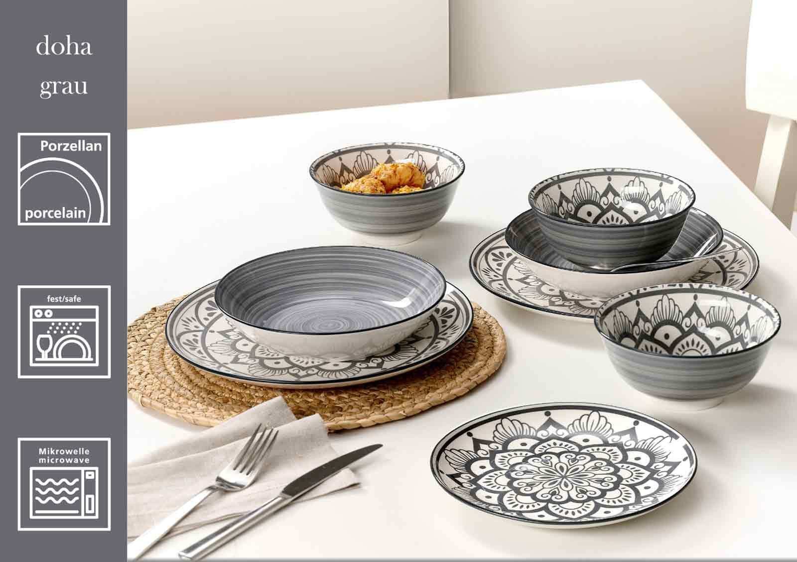 Ritzenhoff & Breker Tafelservice Doha Tafelset 16er Set (16-tlg), 4 Personen, Porzellan