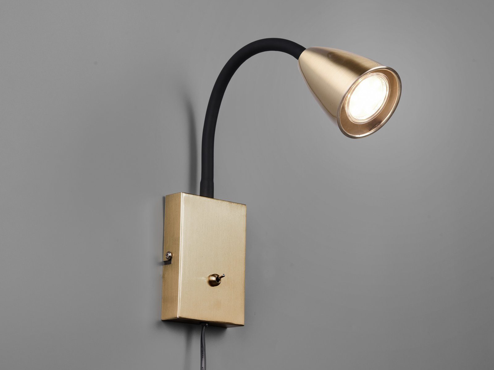 TRIO Leuchten LED Leselampe mit Schalter und Stecker, Höhe 23,5cm, Dimmfunktion, LED wechselbar, Warmweiß, innen Wand-Leuchte mit Kabel, Nachttischlampe & Bett- – Bild 3 von 5
