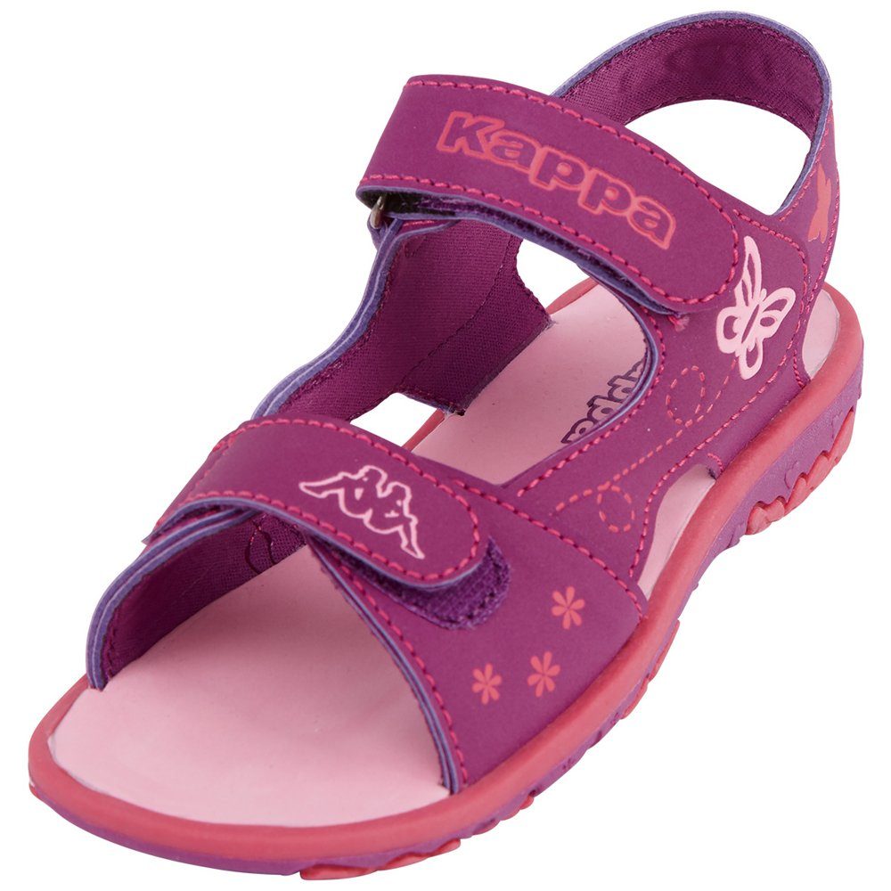 Kappa Sandale mit niedlichen lila-pink & Schmetterlingsprints Blumen