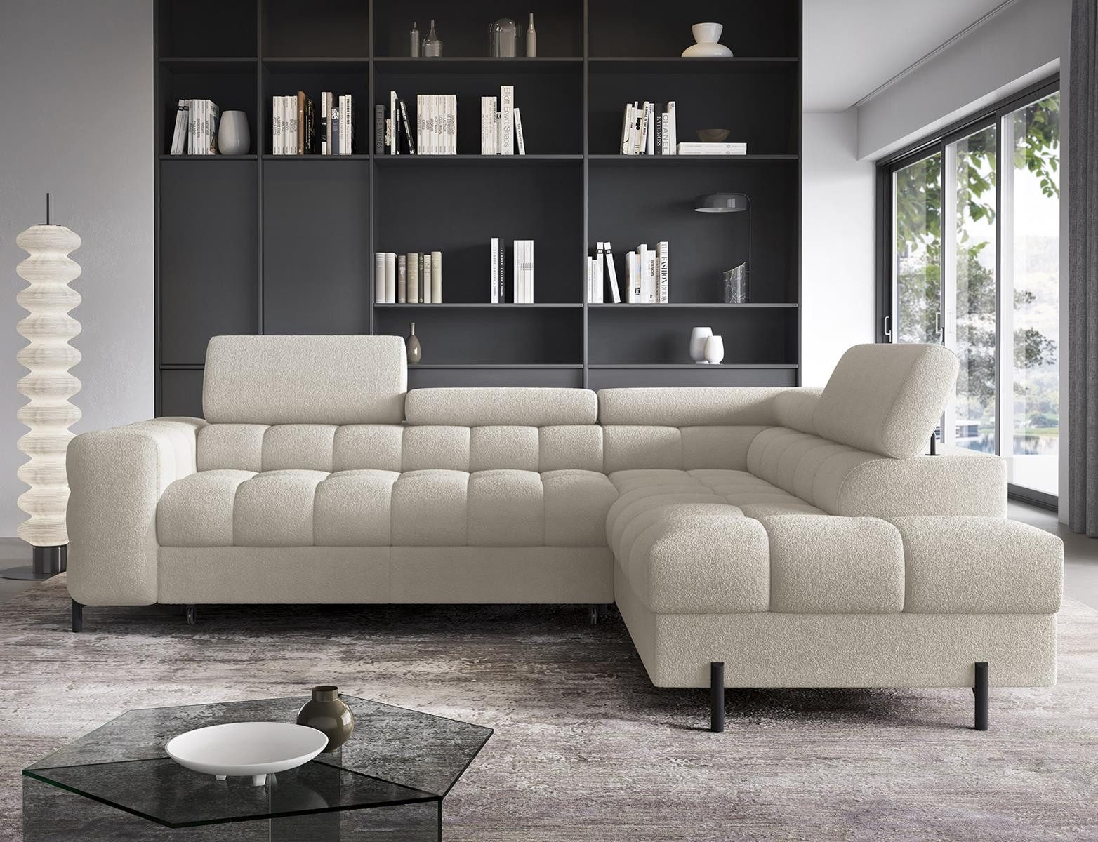 Compleo Ecksofa bubble mit verstellbaren Kopfstützen FERRO, Schlaffunktion, Bubble design, Eckcouch
