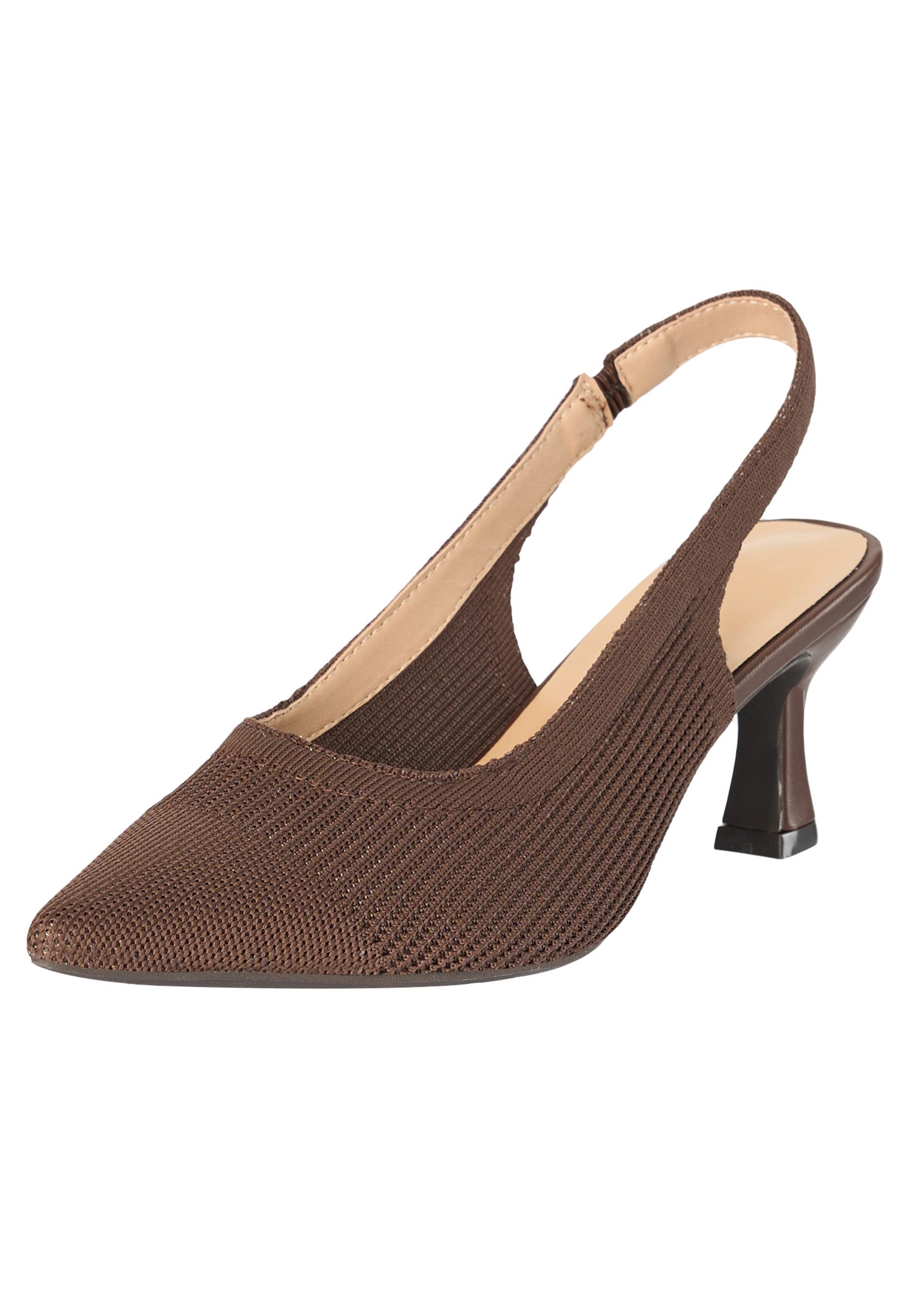 Salinyang Damen Slingback Kitten Heel Pumps in Strickoptik mit Trichterabsatz Sandalette