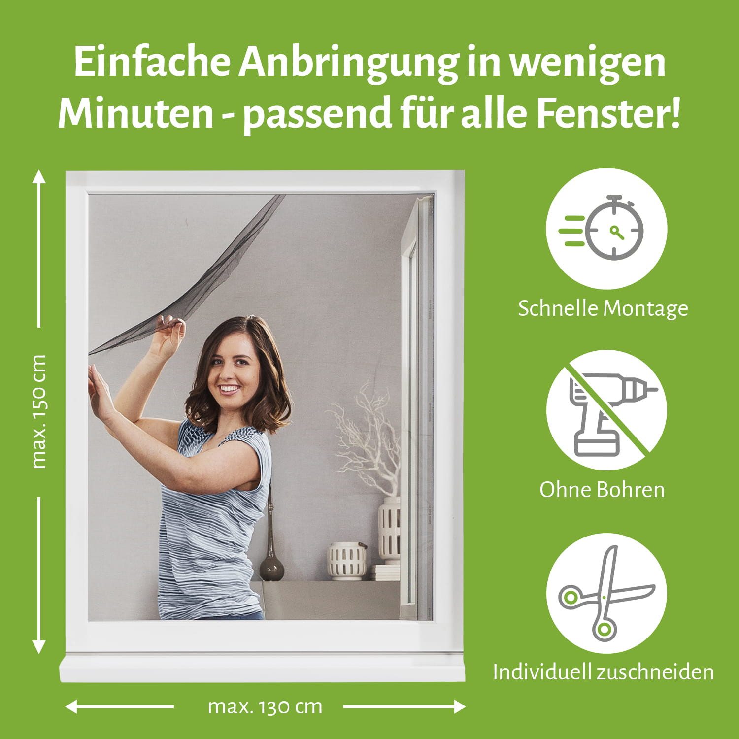 empasa Insektenschutz-Fensterrahmen mit Klettband, (3-St), Polyester Fliege günstig online kaufen