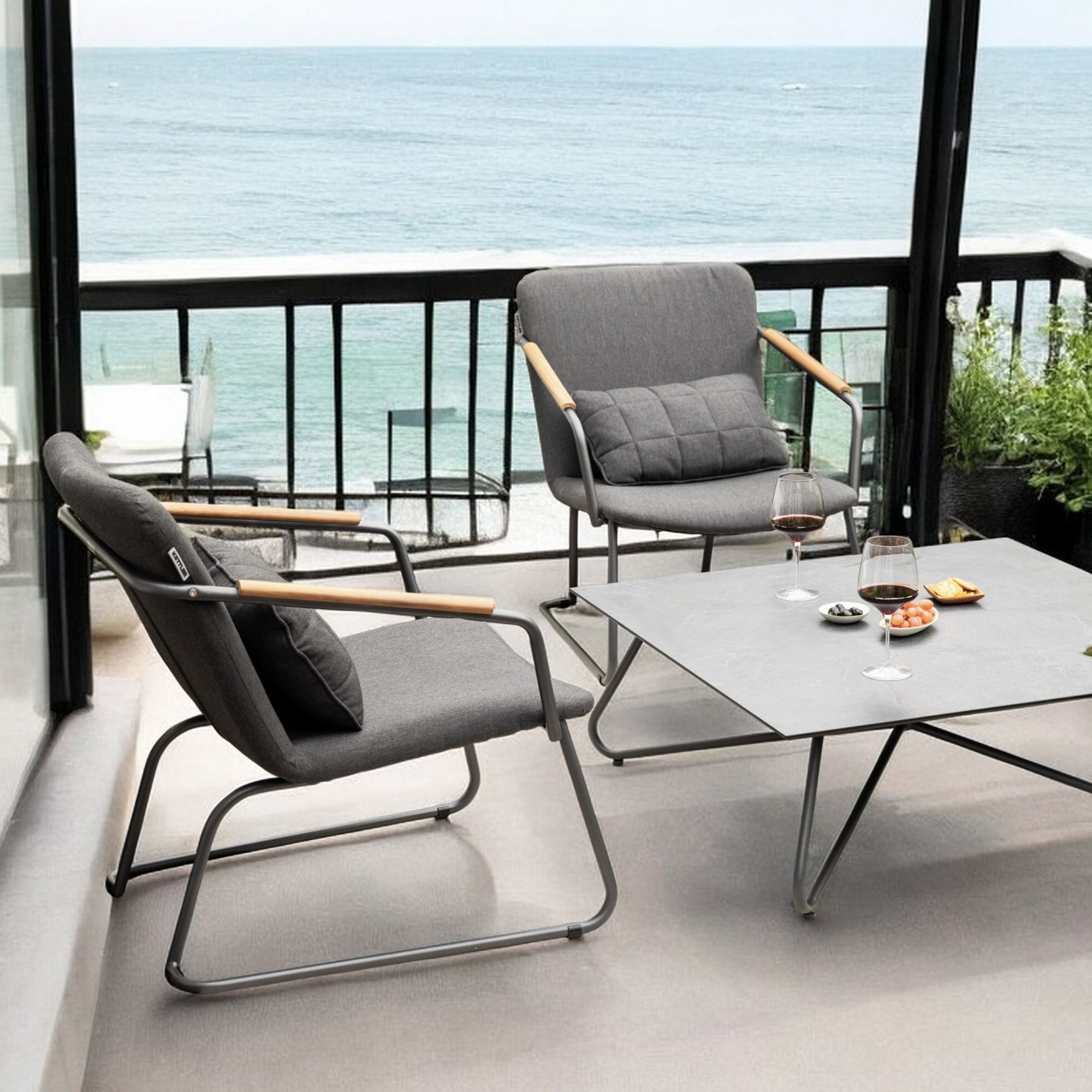 KETTLER Gartenlounge-Sessel Kettler 2er Set GENTLE Lounge Sessel 0107608-7770 Anthrazit