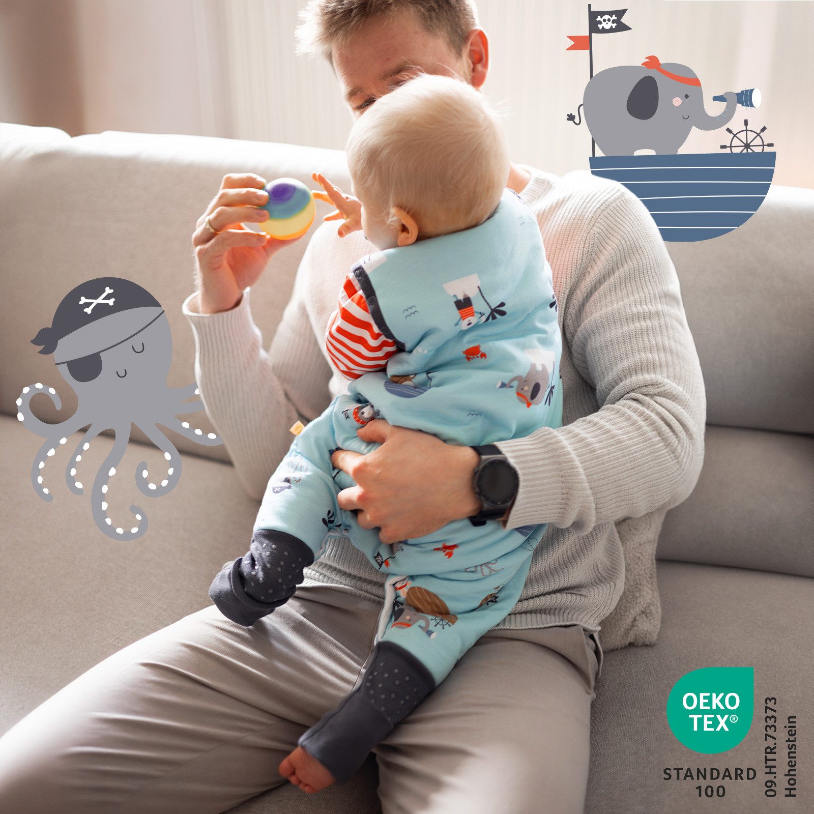 Schlummersack Kinderschlafsack Schlafsack mit Füßen und umklappbaren Bündchen, 1.0 Tog OEKO-TEX