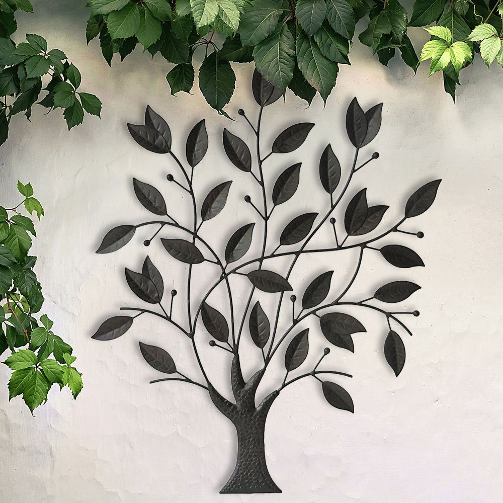 Wand etc-shop Äste Blätter Baum Laub Bild Skulptur Terrassen Wanddekoobjekt, Außen