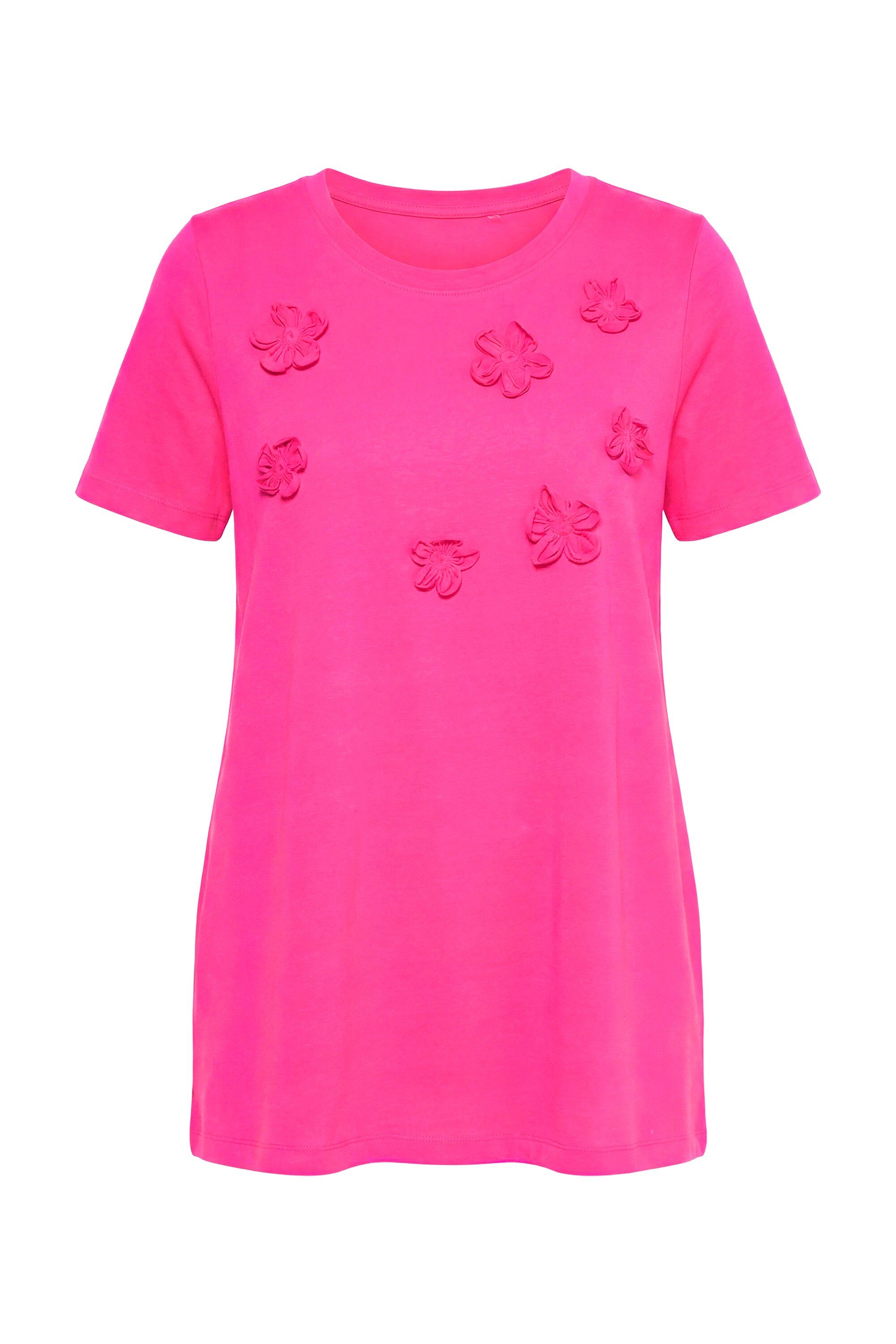 T-Shirt T-Shirt A-Linie3D-Blüten Halbarm