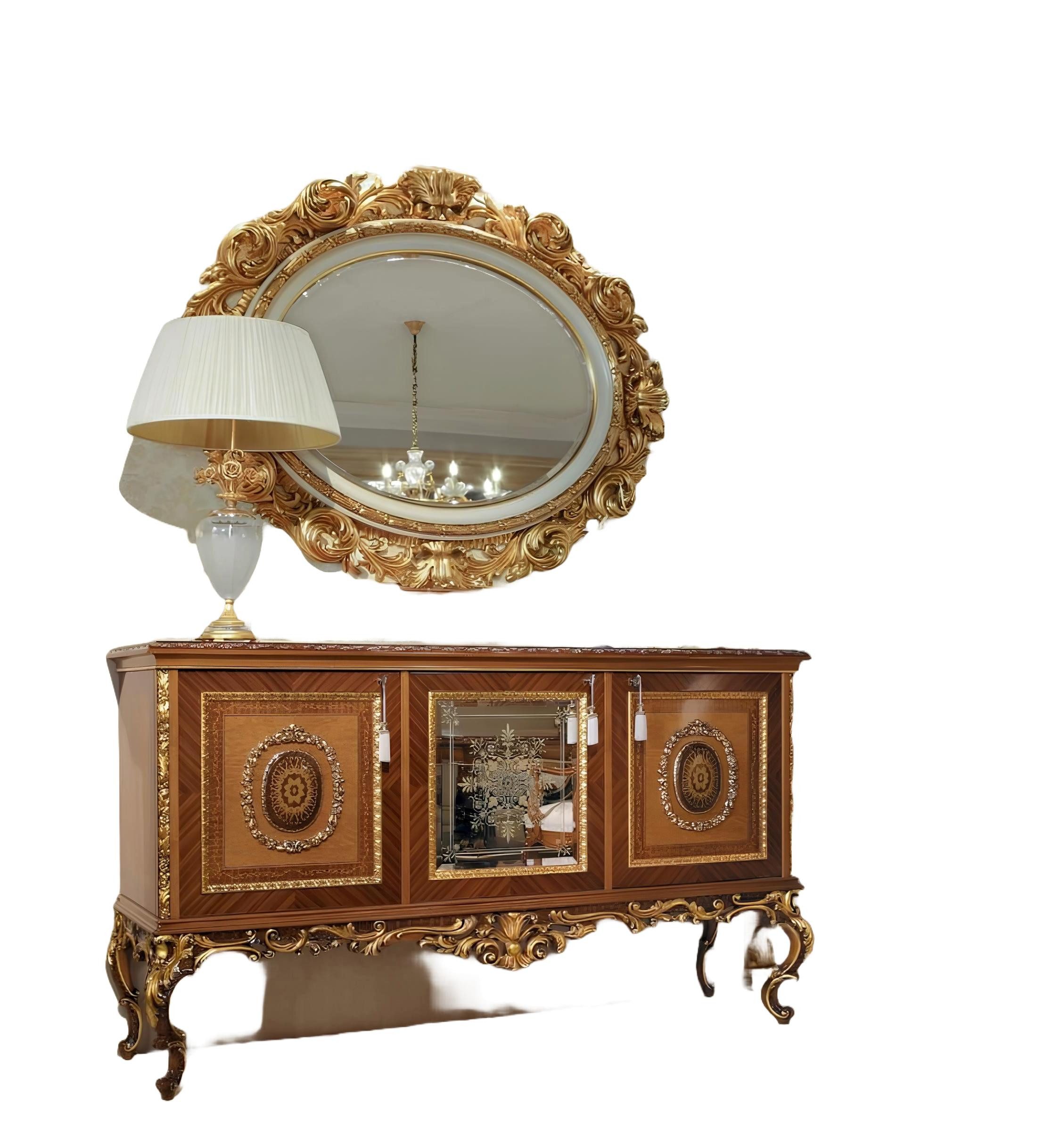 Xlmoebel Sideboard Luxuriöses Holzsideboard in Gold für elegantes Wohnen (Sideboard, Sideboard), Hergestellt in Europa