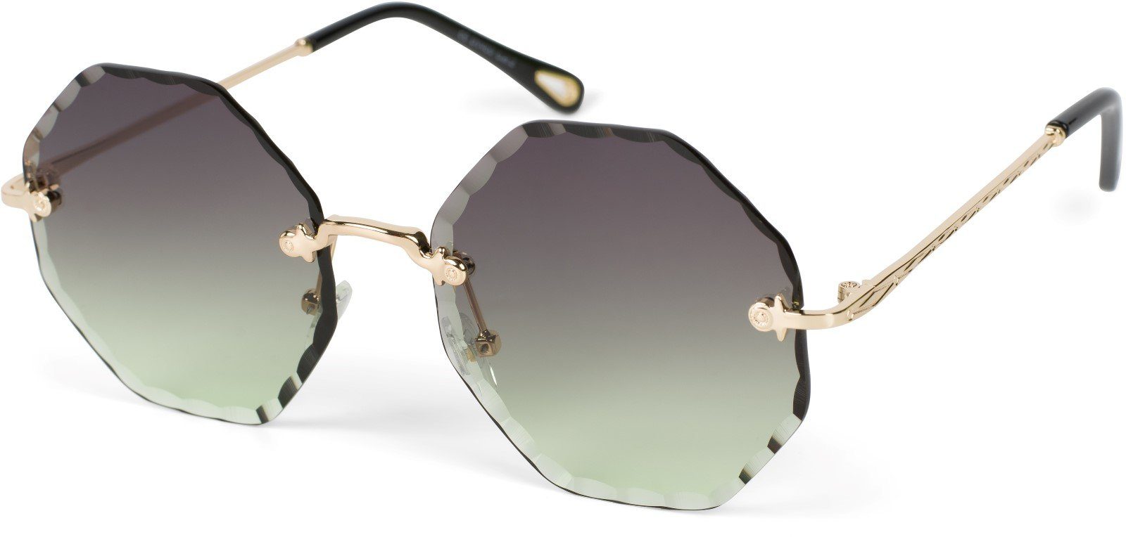 styleBREAKER Sonnenbrille (1-St) Grau-Grün Verlauf Getönt / Glas Gold Gestell