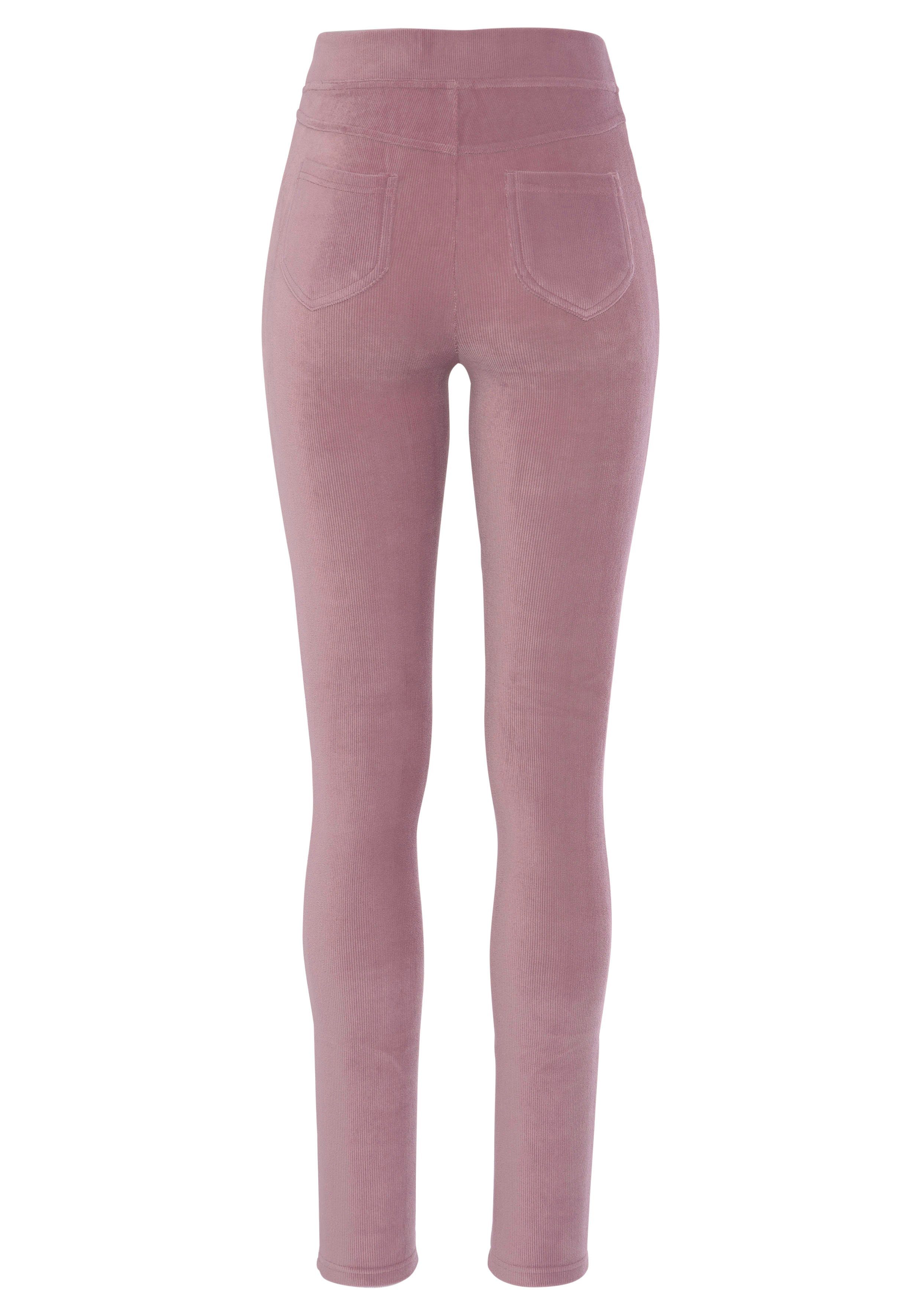 Leggings weichem rosa aus Cord-Optik, LASCANA in Material Loungewear
