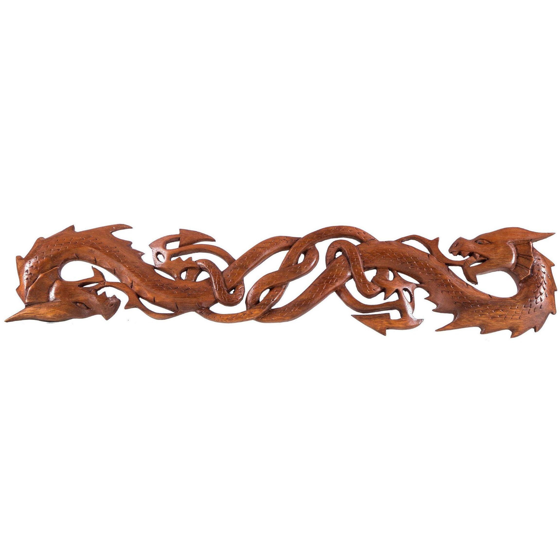 Wanddekoobjekt Wandschmuck 2 Drachen Wandbild Zwei Drachen Celtic Holz Handarbeit ges