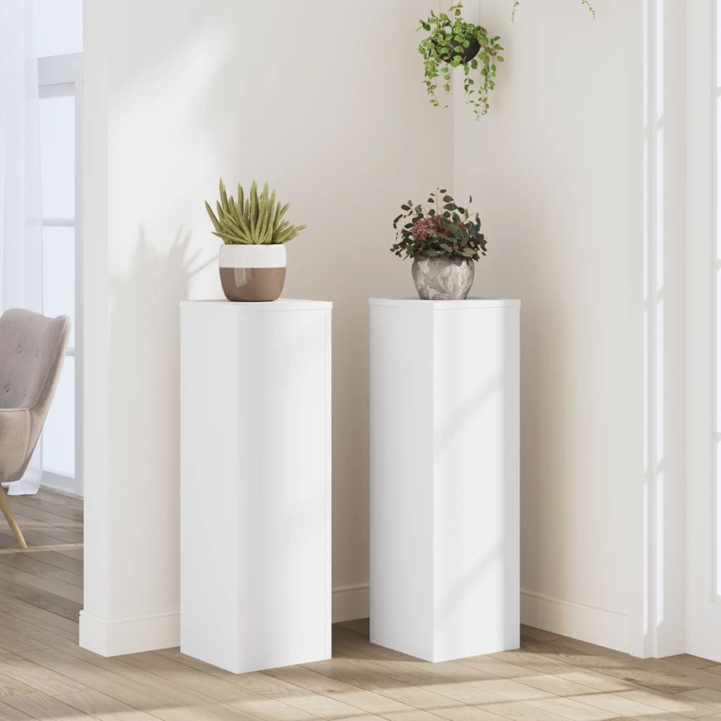 furnicato Blumenständer Pflanzenständer Massivholz 25x25x80 cm Weiß