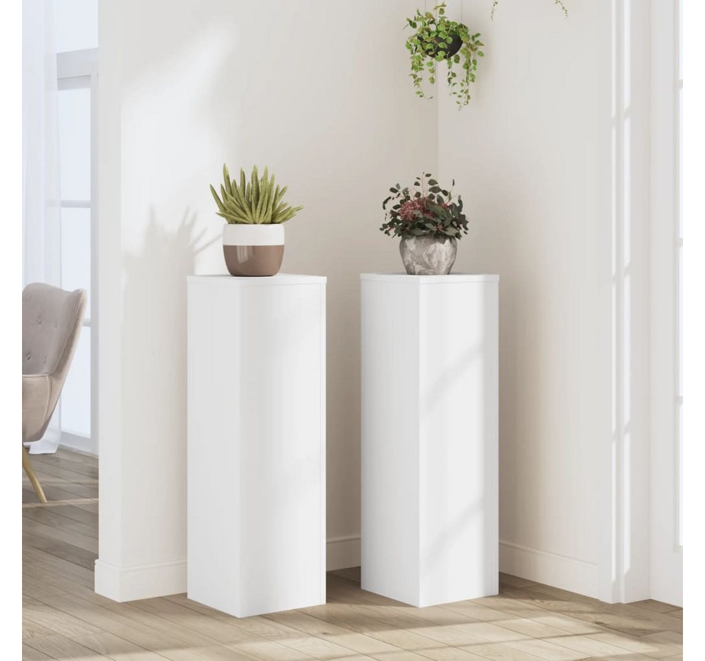 furnicato Blumenständer Pflanzenständer Massivholz 25x25x80 cm Weiß