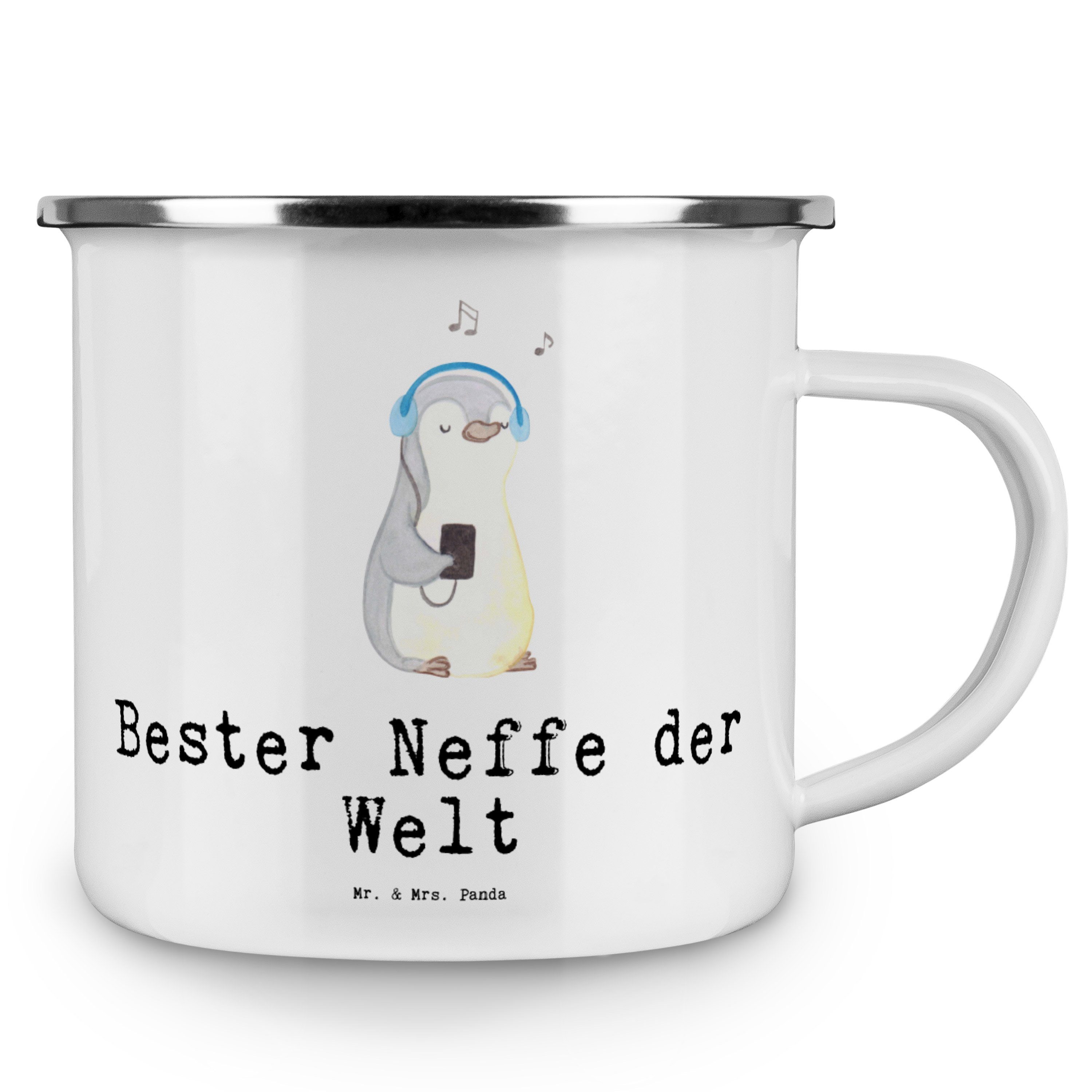 Bester Neffe Welt & Emaille - - Weiß Becher Geschenk, Panda Geburtsta, der Pinguin Mr. Patenkind, Mrs.