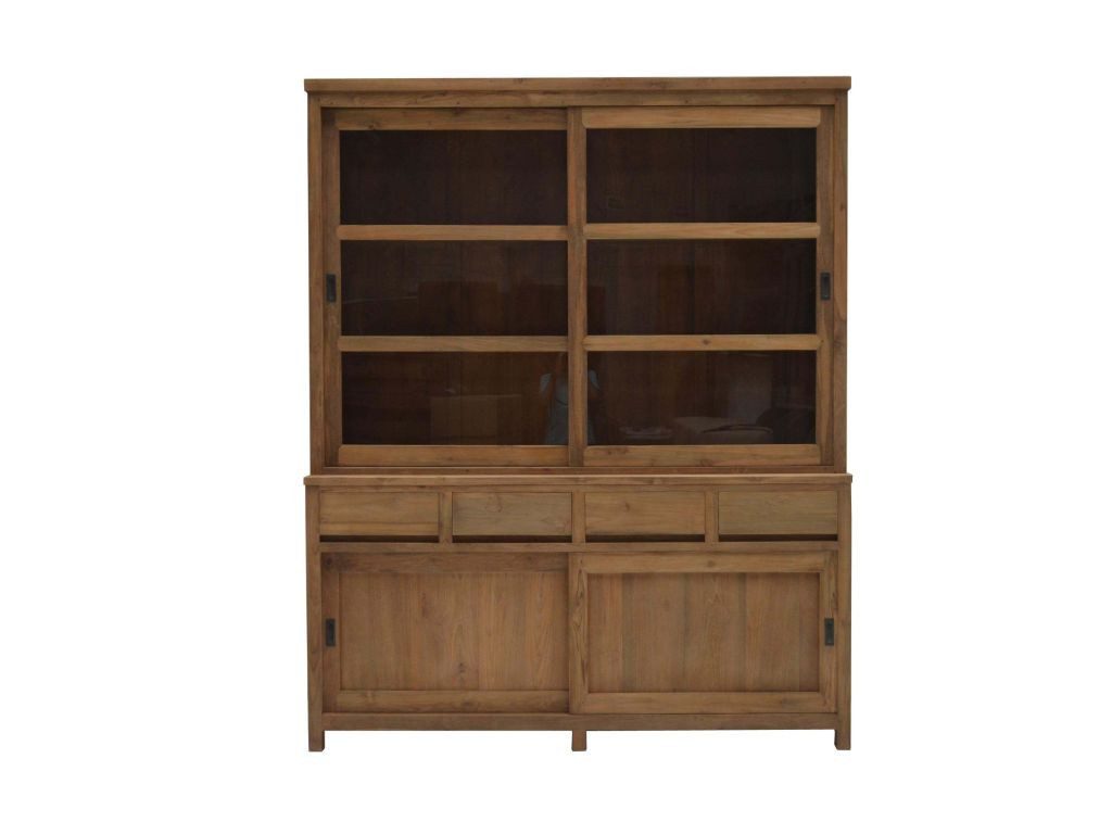Wohnpalast Glasvitrine Teakholz Ladenschrank Vitrine Ronan – Massivholz Buffet
