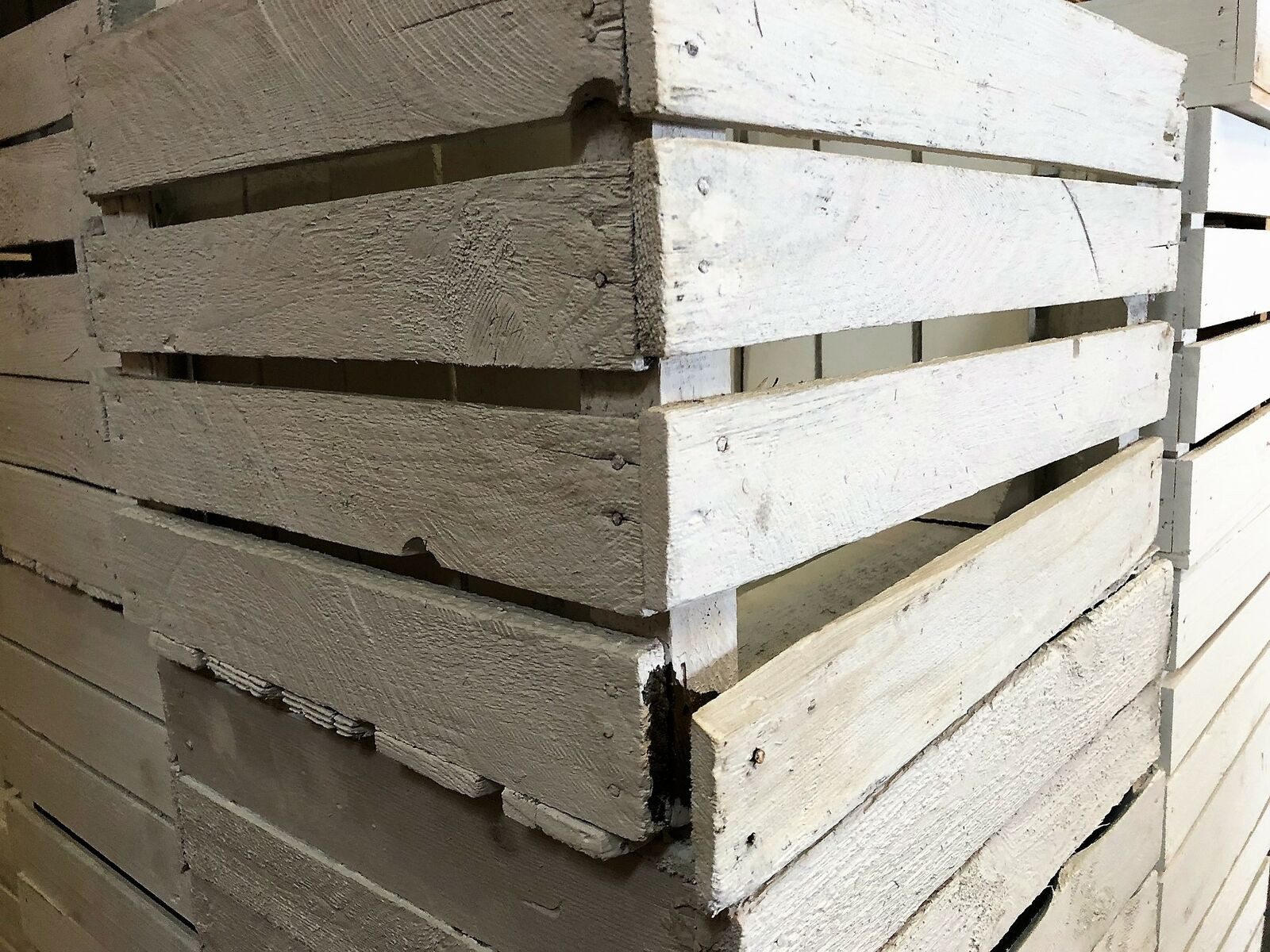 Kistenkolli Altes Land Allzweckkiste 4 Stück B Ware gebrauchte weiße Obstkisten shabby holzkisten