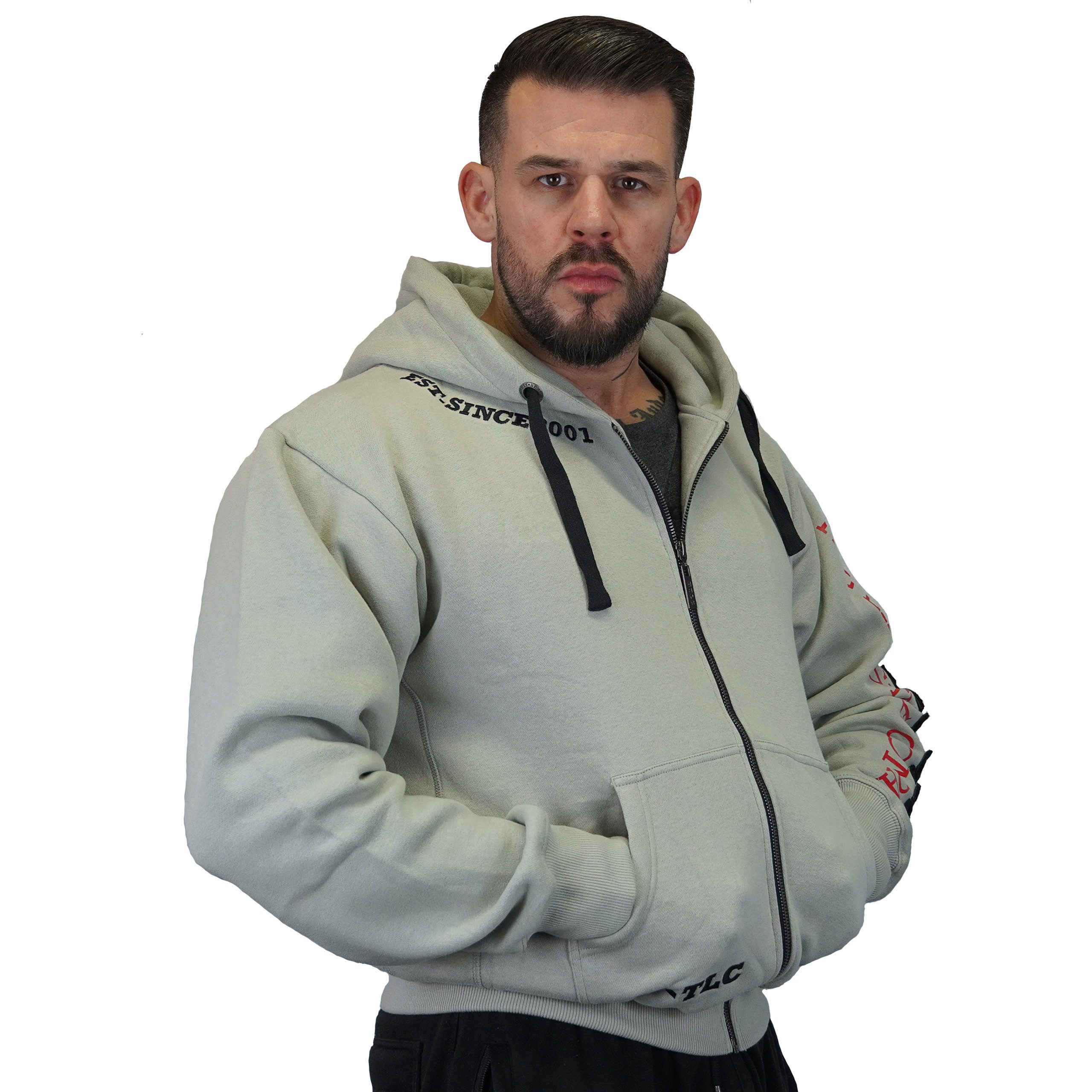 BRACHIAL THE LIFESTYLE COMPANY Kapuzensweatjacke Brachial Zip-Hoody "Gym" hellgrau/schwarz S