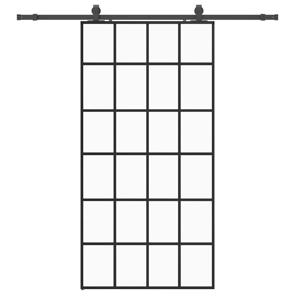 vidaXL Zimmertür Schiebetür mit Beschlag Schwarz 102x205 cm ESG-Glas