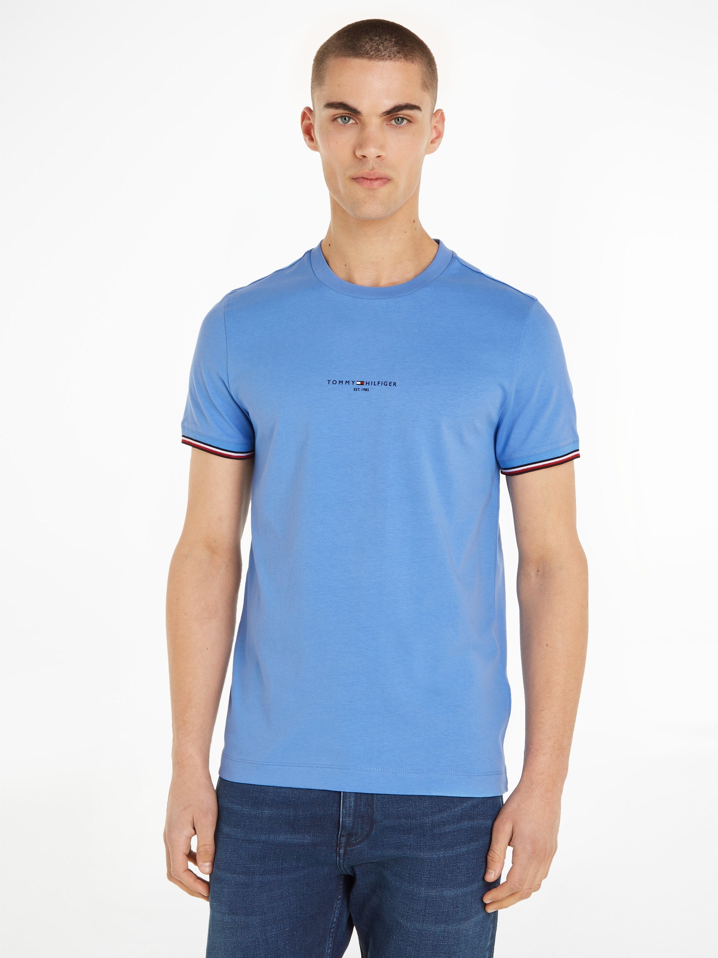 Tommy Hilfiger T-Shirt LOGO TOMMY spell TIPPED TEE blue