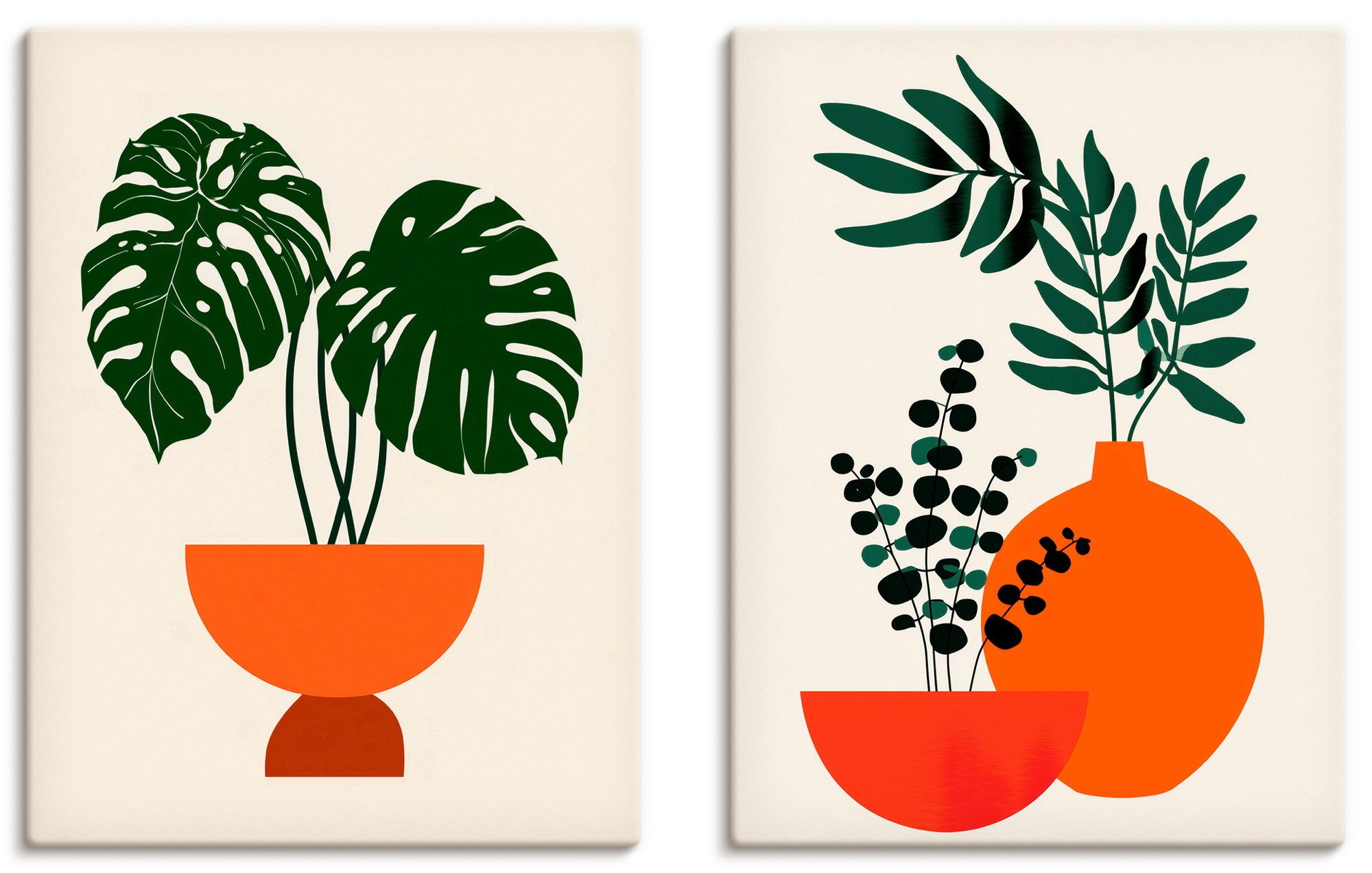 OTTO home Wandbild Topfpflanze & Vase, Pflanzenbilder (2 St), als Poster oder Leinwandbilder Set