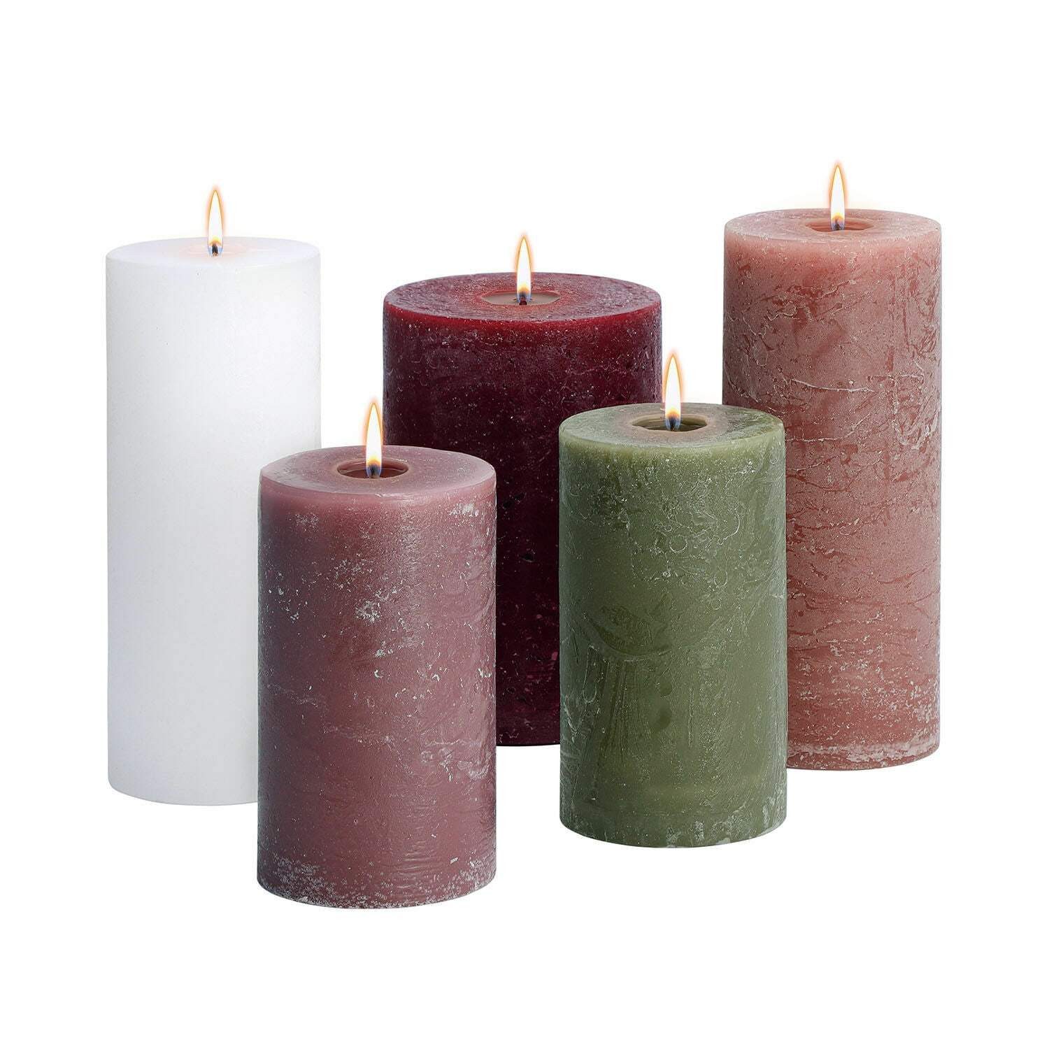 Mirabeau Stumpenkerze Kerze 5er Set Panagra creme/rosa/grün (5er Set, 5er Set), none