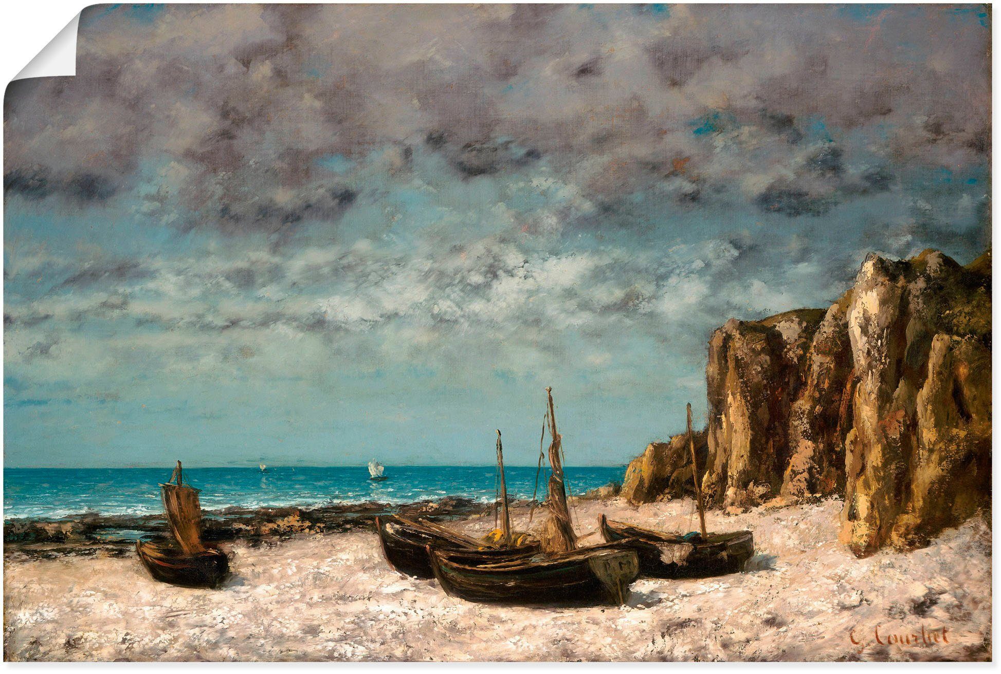 Artland Wandbild Boote am Strand von Etretat. Um 1872/75, Bilder von Booten & Schiffen (1 St), als Alubild, Leinwandbild, Wandaufkleber oder Poster in versch. Größen