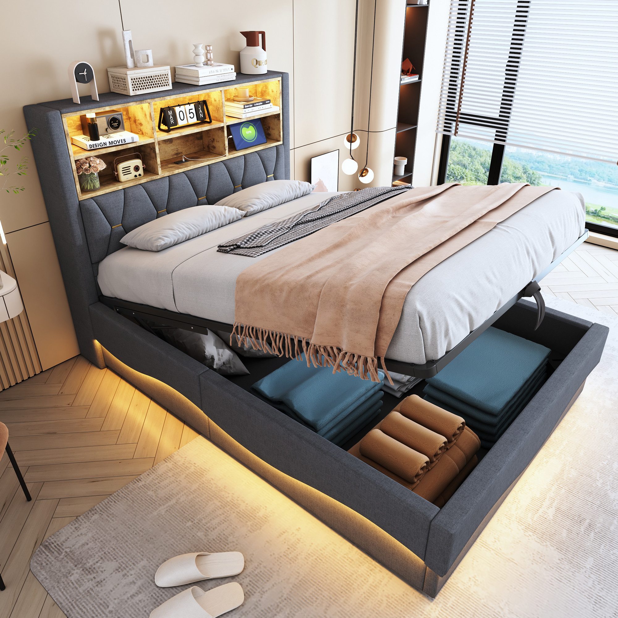 Merax Polsterbett (Doppelbett Jugendbett mit Metall-Lattenrost, günstig online kaufen