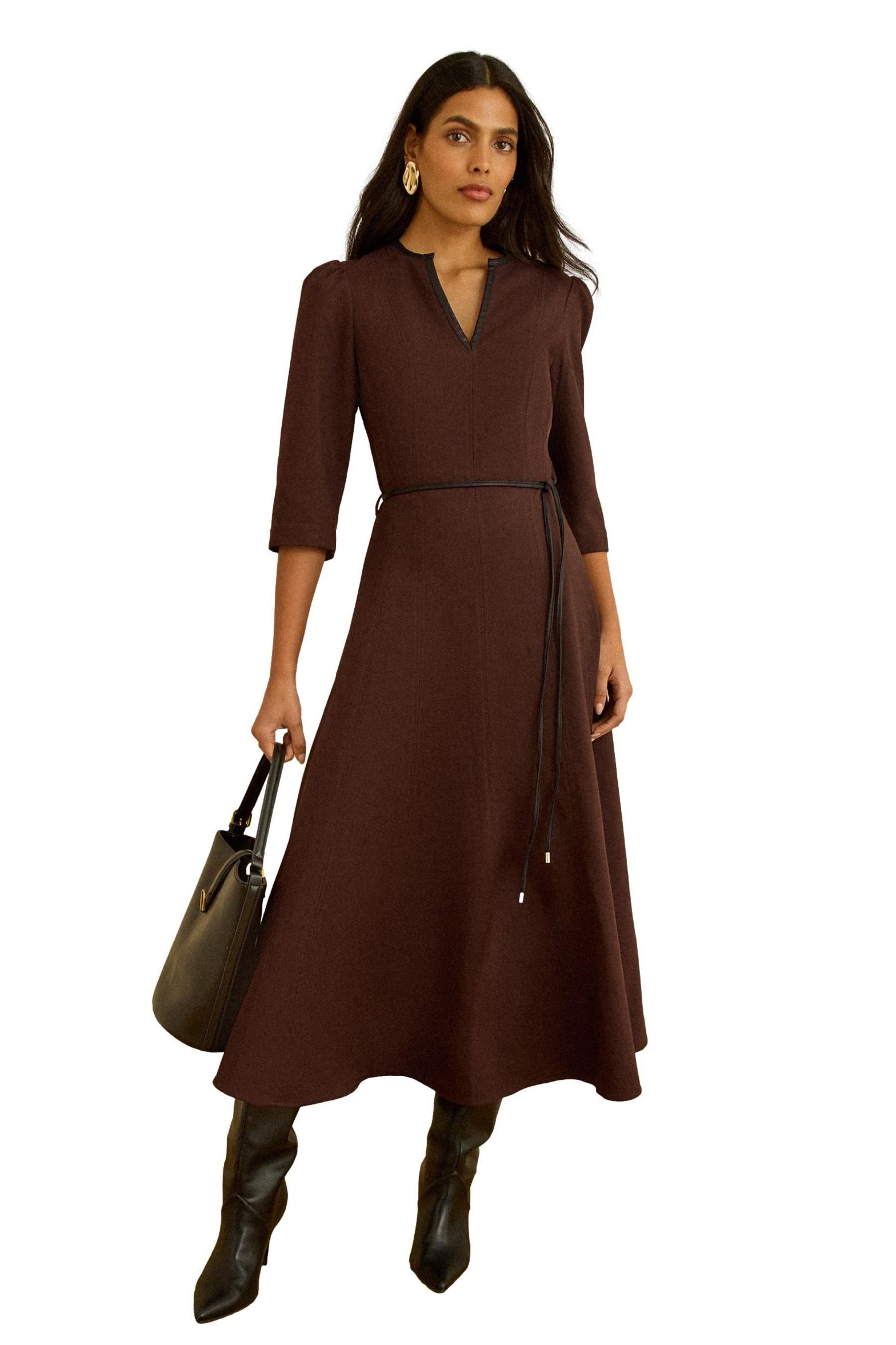 Love & Roses Midikleid Love & Roses Midikleid mit 3/4-Ärmeln und Gürtel (1- günstig online kaufen