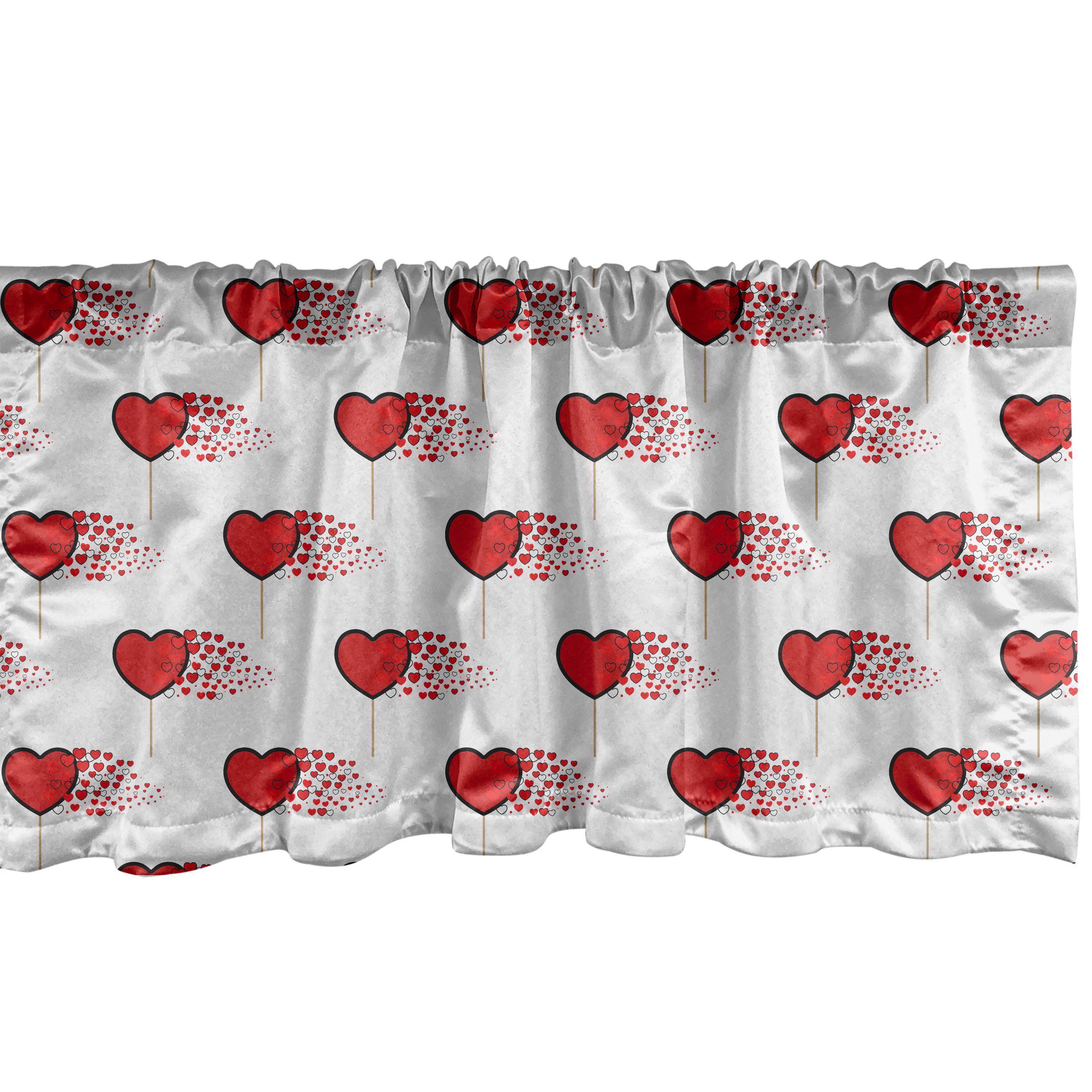 Scheibengardine Vorhang Volant für Küche Schlafzimmer Dekor mit Stangentasche, Abakuhaus, Microfaser, Valentinstag Herz-Lollipops