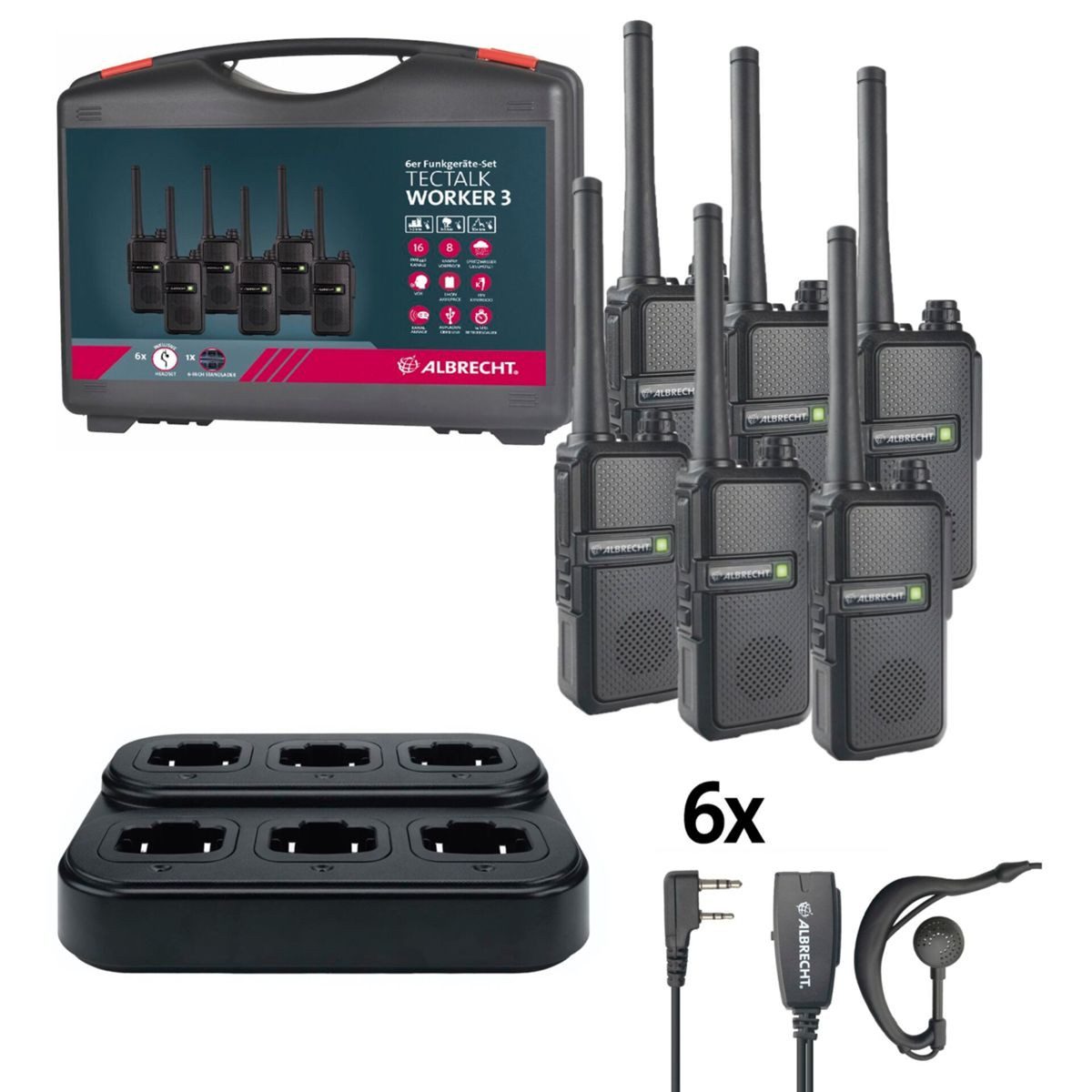 Albrecht Funkgerät Tectalk Worker 3 Koffer 6er Kofferset Handwerk