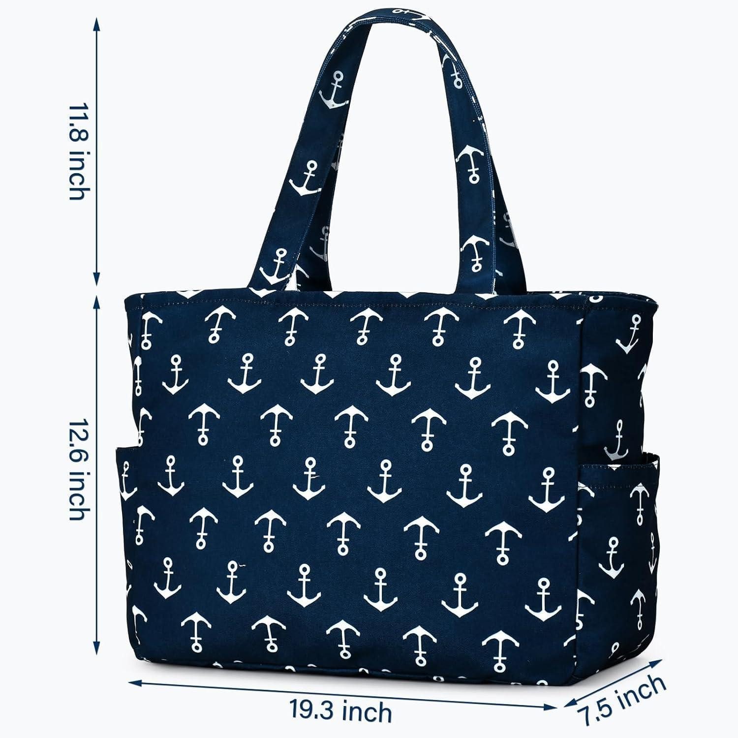 LuxusKollektion XL-Strandtasche Strandtasche XXL Damen Wasserdicht Reißverschluss Faltbar Anker