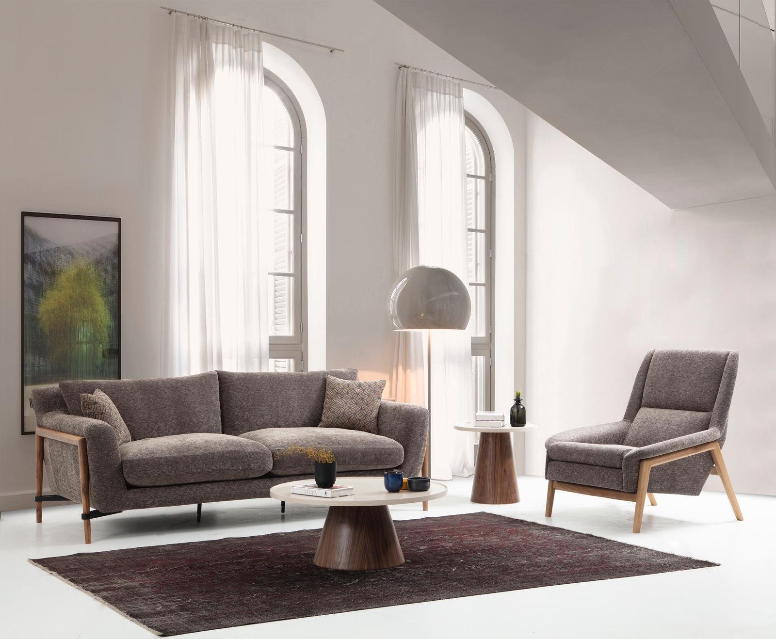 Made 1 4-Sitzer Europa JVmoebel Design Sitzer in Viersitzer Sofa Stoff Wohnzimmer Modern Teile, Sofas Grau, 4
