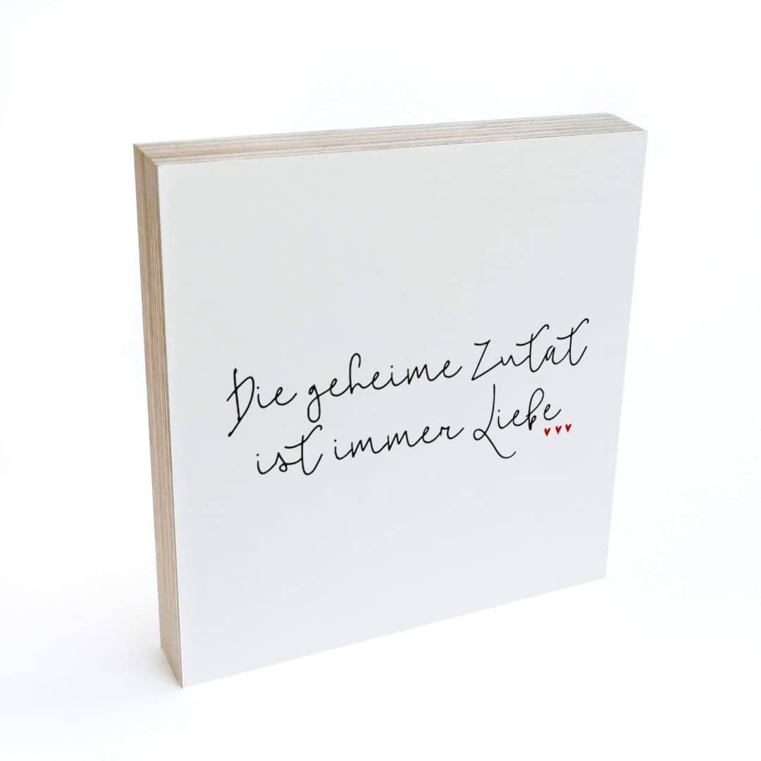 K&L Wall Art Holzbild Tischdeko geheime Zutat Schriftzug Buchstaben Deko Küche, Fensterbank Schild modern, Wohnzimmer Holzschilder zum Aufstellen, natürliche Boho Deko
