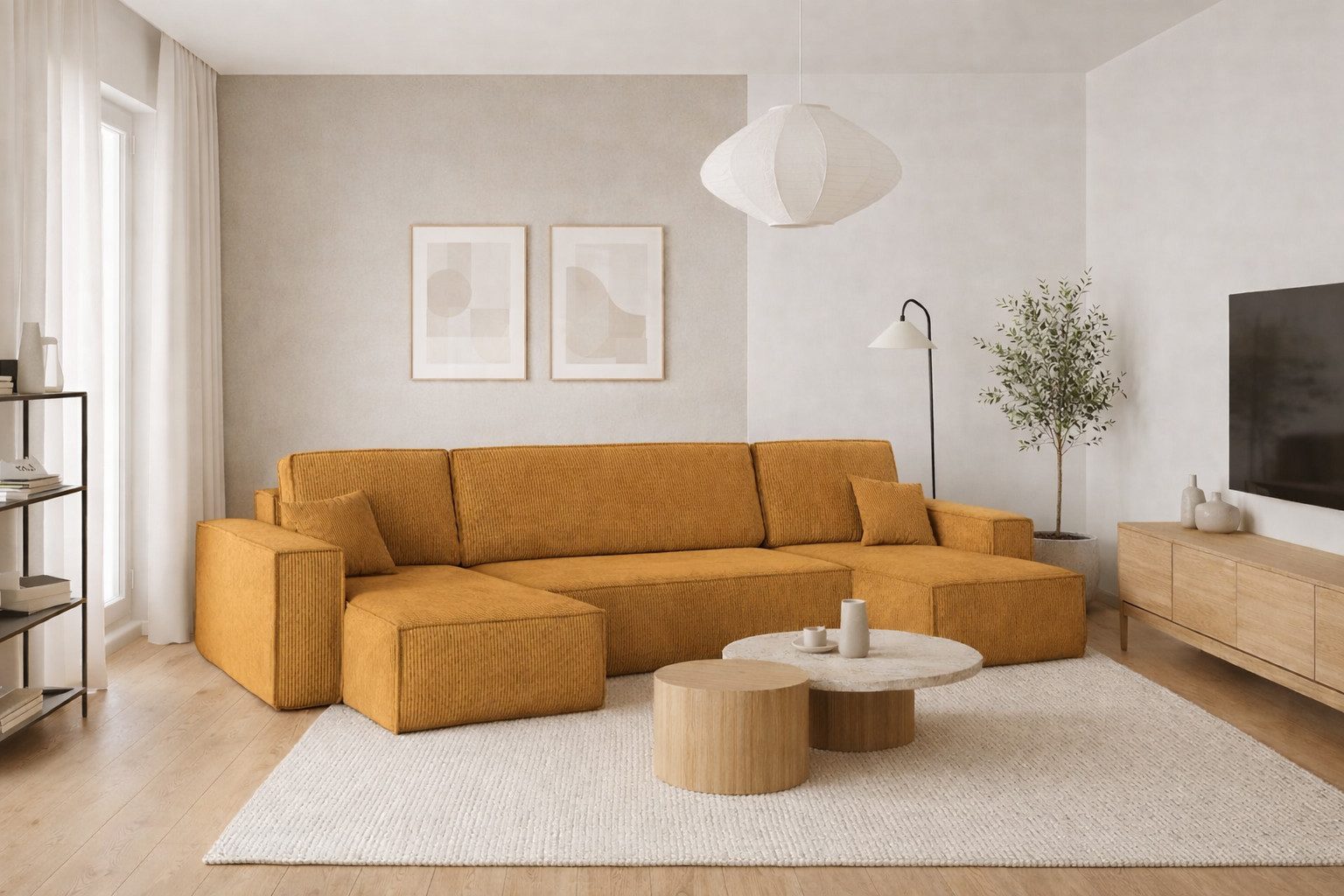 Kaiser Möbel Ecksofa mit schlaffunktion und bettkasten, Couch U-form BEST stoff Poso, Schlaffunktion, Bettzeugaufbewahrung, universal