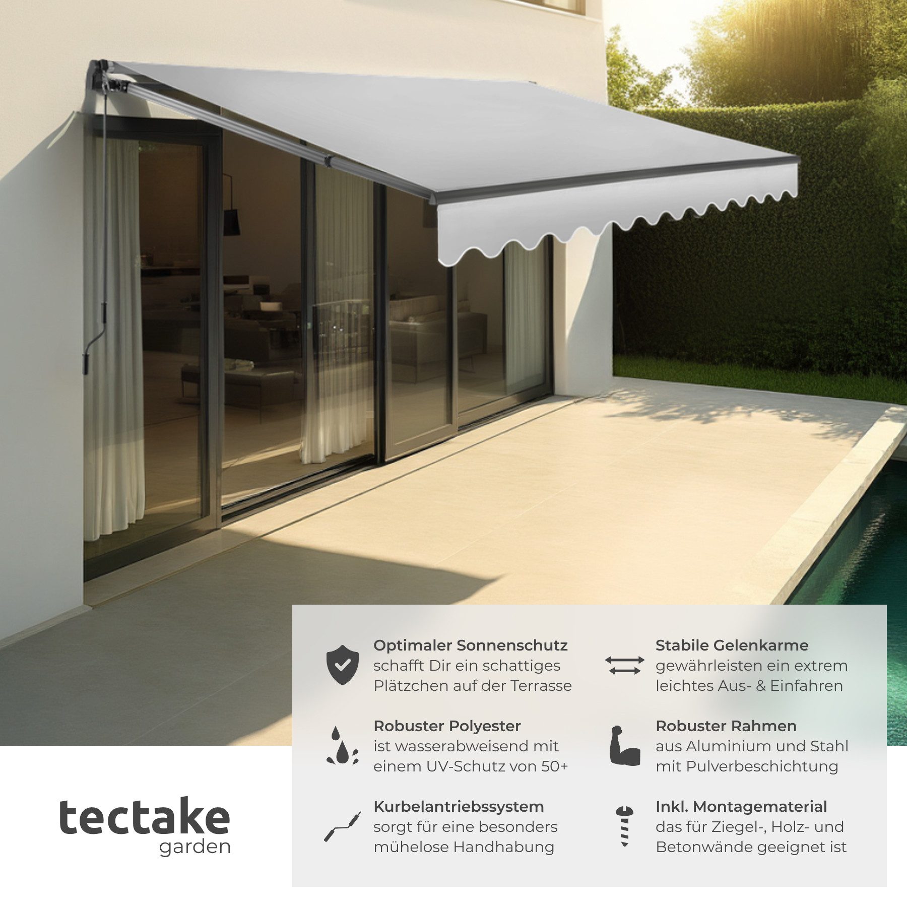 tectake Seitenarmmarkise Gelenkarmmarkise Ornella mit Wandhalterung UV-best günstig online kaufen