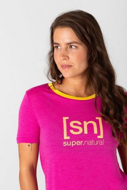 SUPER.NATURAL Print-Shirt Merino T-Shirt W THE ESSENTIAL LOGO TEE pflegeleichter Merino-Materialmix