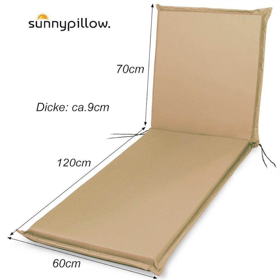 sunnypillow Liegenauflage 190 x 60 cm, 1 Stück Beige