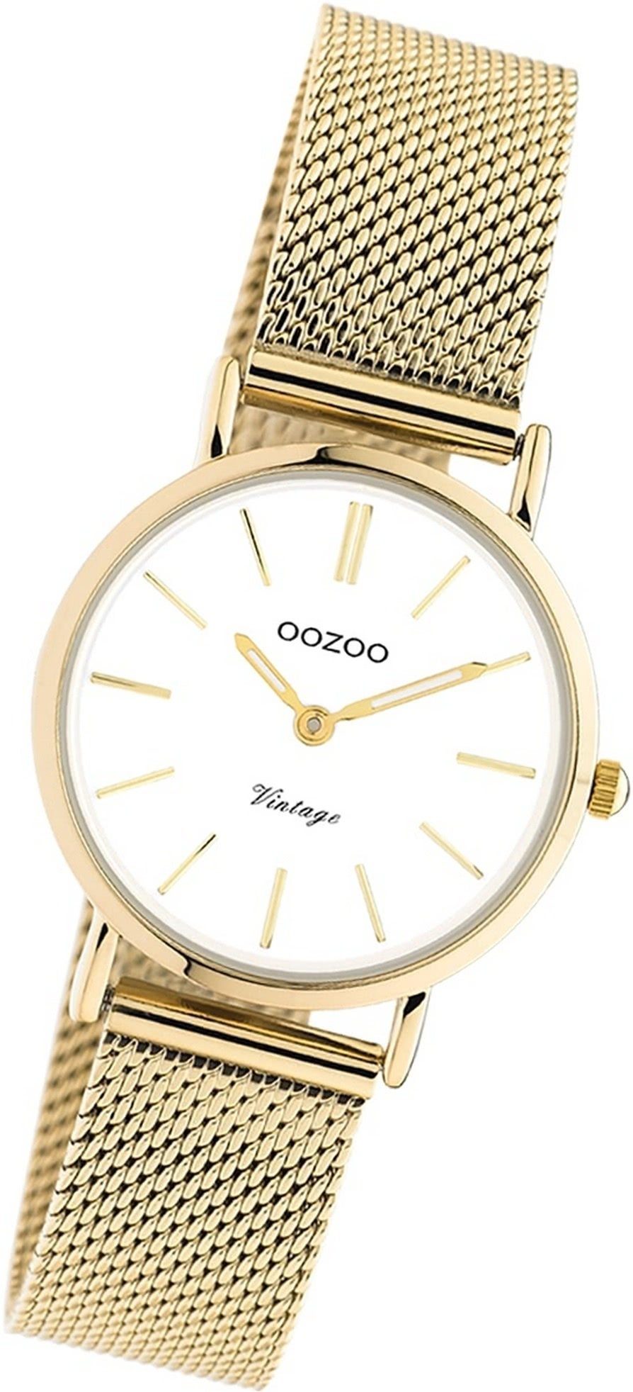 OOZOO Quarzuhr Oozoo Edelstahl Unisex Uhr 20231 Analog, Damen, Herrenuhr Edelstahlarmband gold, rundes Gehäuse, (ca. 28mm)