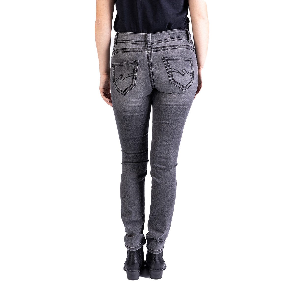 Blue Monkey 5-Pocket-Jeans Laura Skinny - stone grey denim