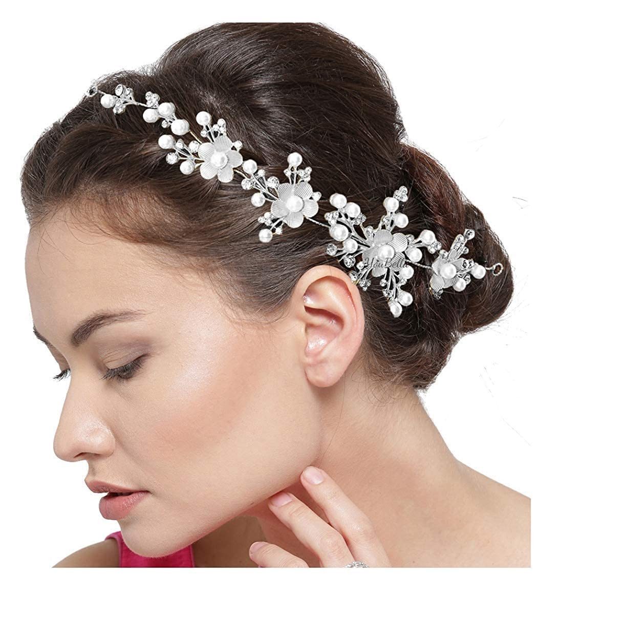 YouBella Haarclip Floral Stein Haar Rebe Für Frauen, Inhalt der Box: Haar Rebe x 1, Haar-Accessoire für Braut Hochzeit Funktionen Brautjungfer, Material: Kunststoff, Elegante Erscheinung