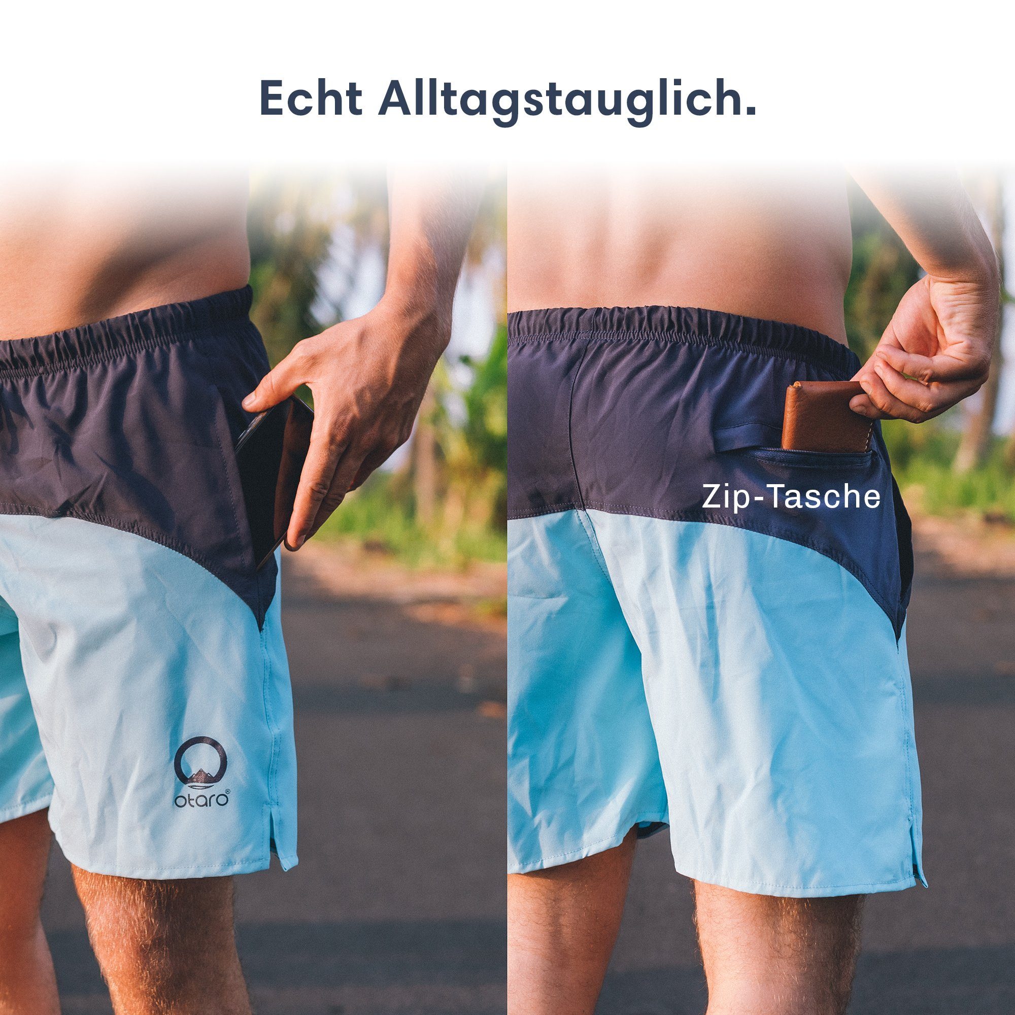 Otaro Badeshorts für Herren schnelltrocknend und super bequem (macht alle sportlichen Aktivitäten mit, in edler Geschenkbox) Besonders für den Pool und das Meer geeignet