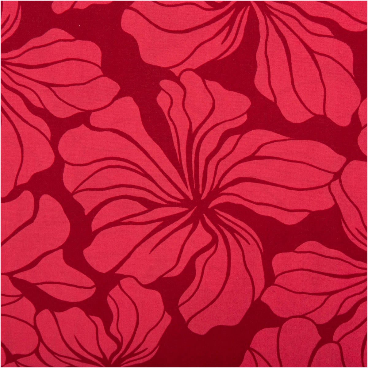 SCHÖNER LEBEN. Stoff Viskose Stoff Meterware Radiance Blüten rot 142cm, allergikergeeignet