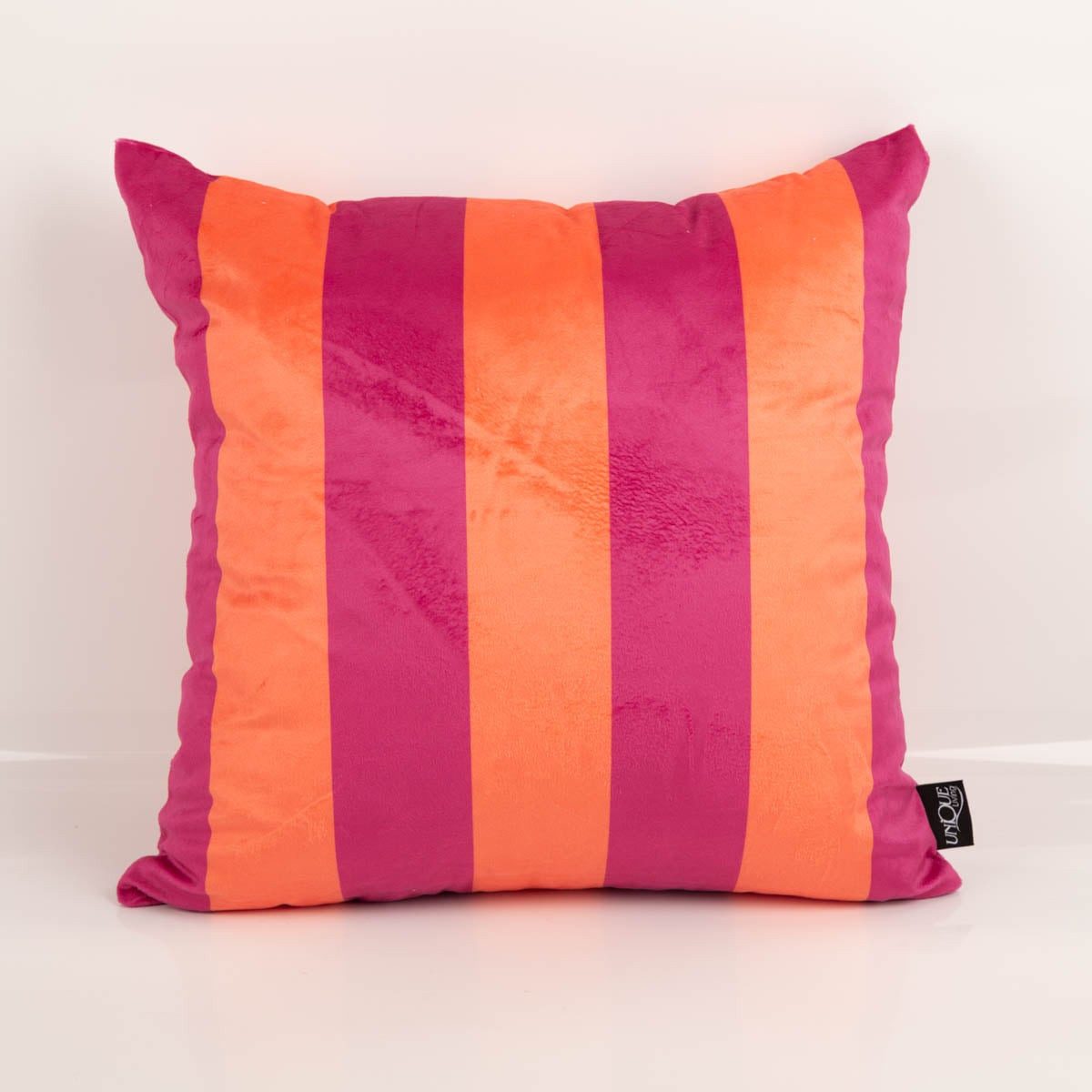 SCHÖNER LEBEN. Dekokissen Samtkissen Kissenhülle Streifen Orange Pink 45x45 cm