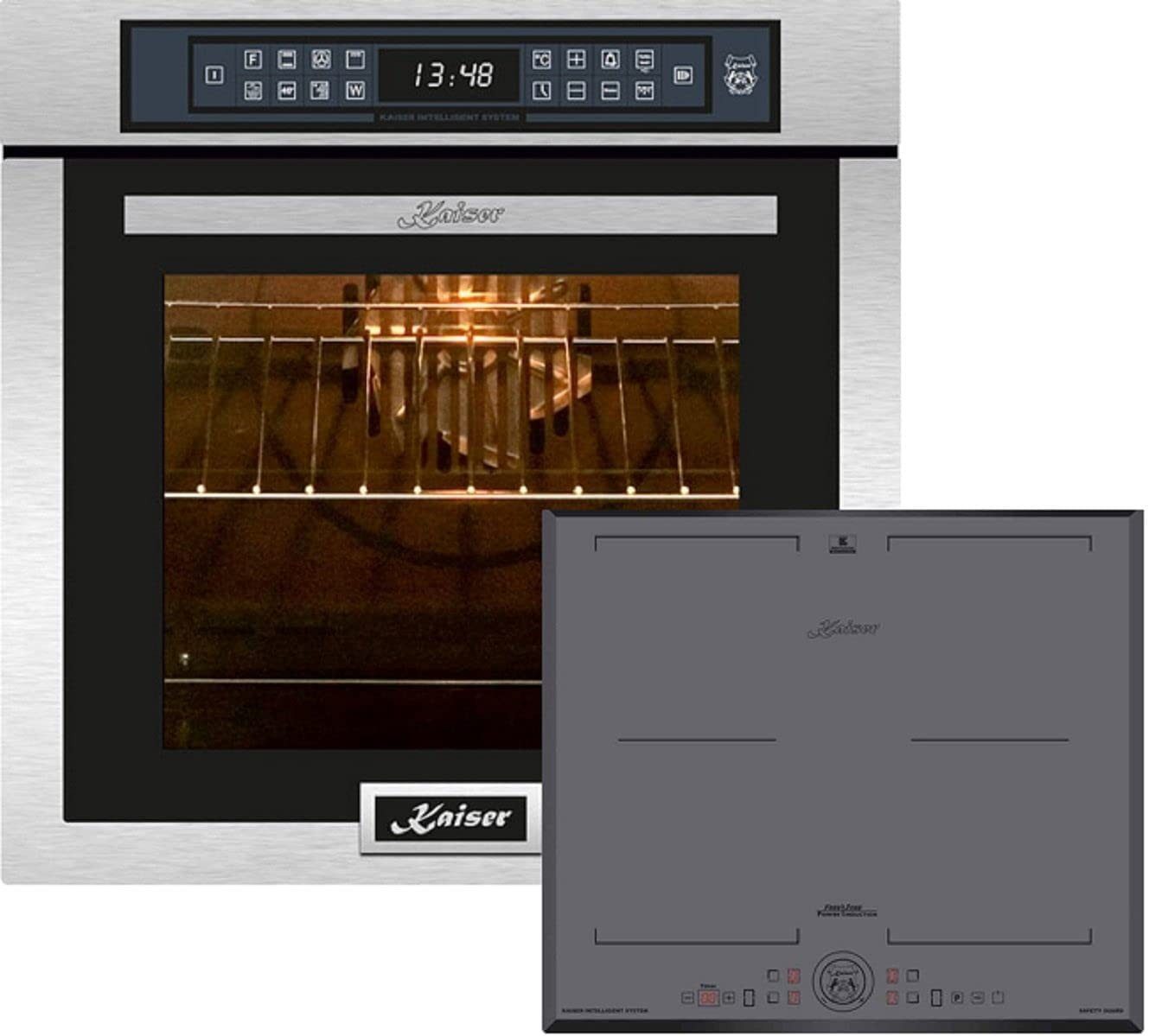 Kaiser Küchengeräte Backofen-Set Herd Set Autark Einbaubackofen,Edelstahl,79L 15 Fkt. mit Induktionskochfeld 60 cm, 4-fach Induktion Herd FREE ZONE EH 6306 R + KCT 6730 FIG,., mit 1-fach-Teleskopauszug