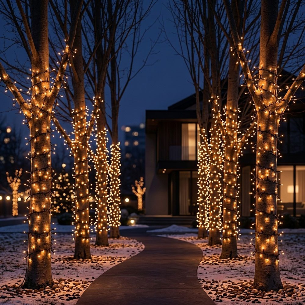 EGLO LED Dekolicht, Leuchtmittel inklusive, Warmweiß, LED Lichterkette Innen und Außen Weihnachtsleuchte IP44 Schwarz L 24 m