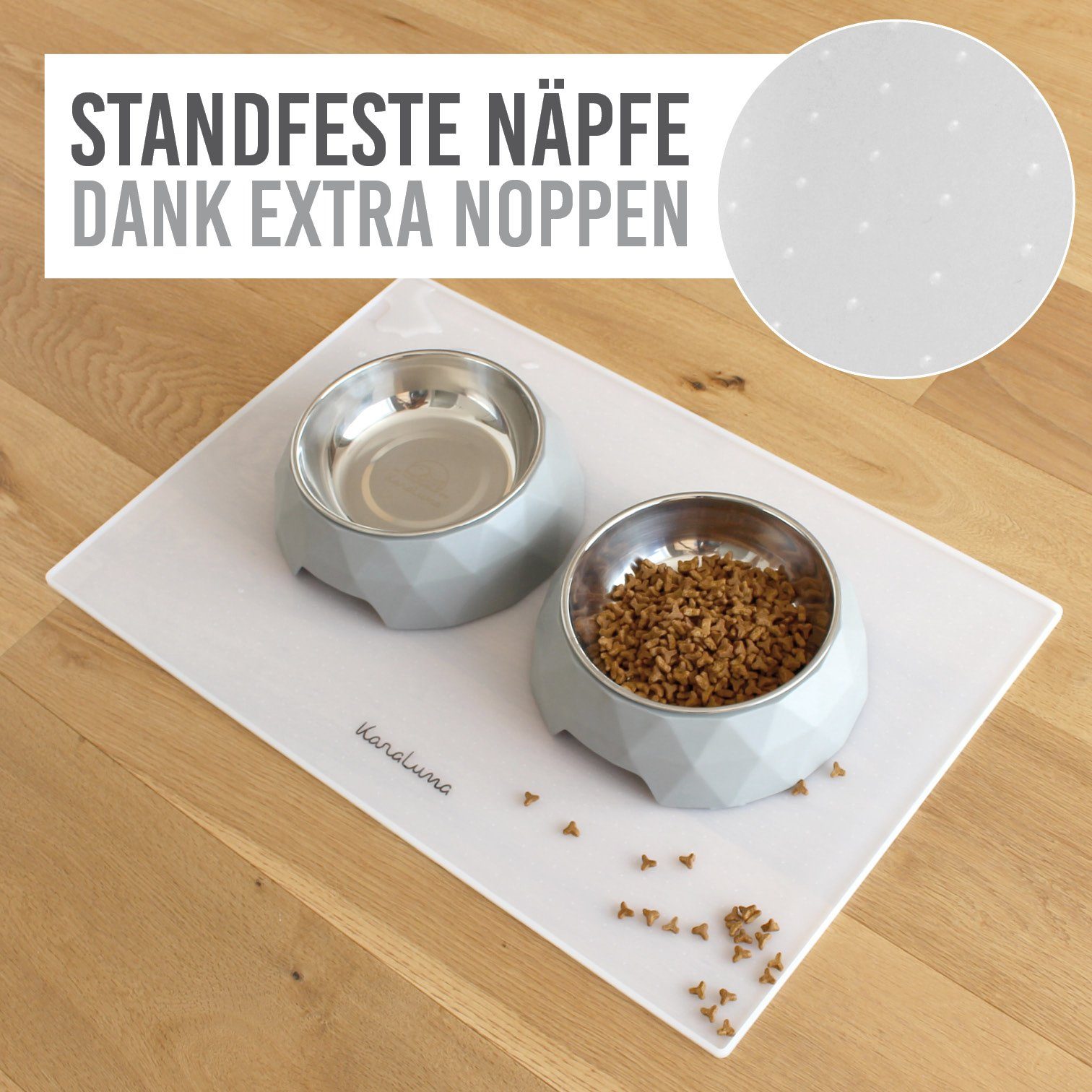 KaraLuna Futternapf Napfunterlage aus Silikon I Futtermatte Hundenapf Unterlage Katzennapf, Silikon-Napfunterlage