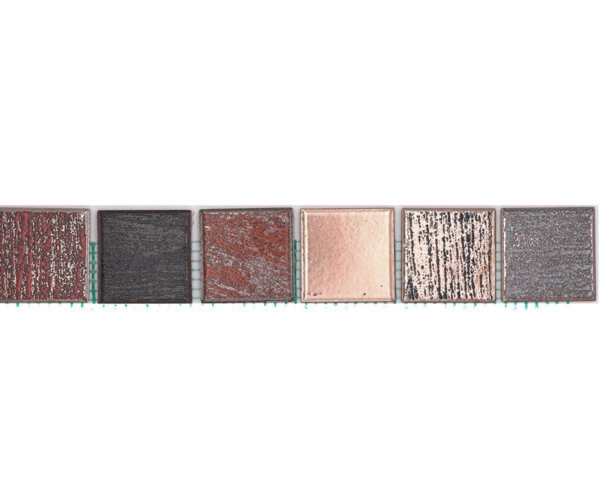 Mosani Fliesen-Bordüre Quadratisches Keramikmosaik Borde mehrfarben matt / 10 Stück