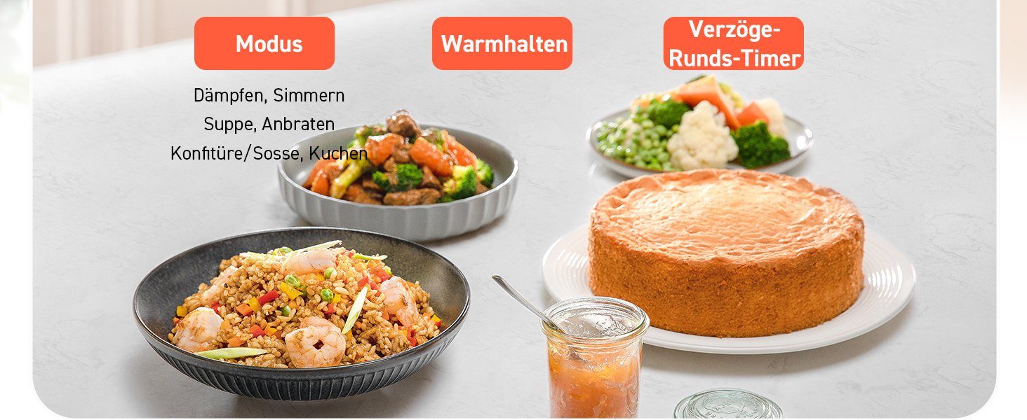 Schüssel,Reis Timer CRC-R501-KEU Cosori 970,00 Zubehör, backen, und l Multikocher Suppen, 5,00 dämpfen, W, + warmhalten, kochen, Getreide,