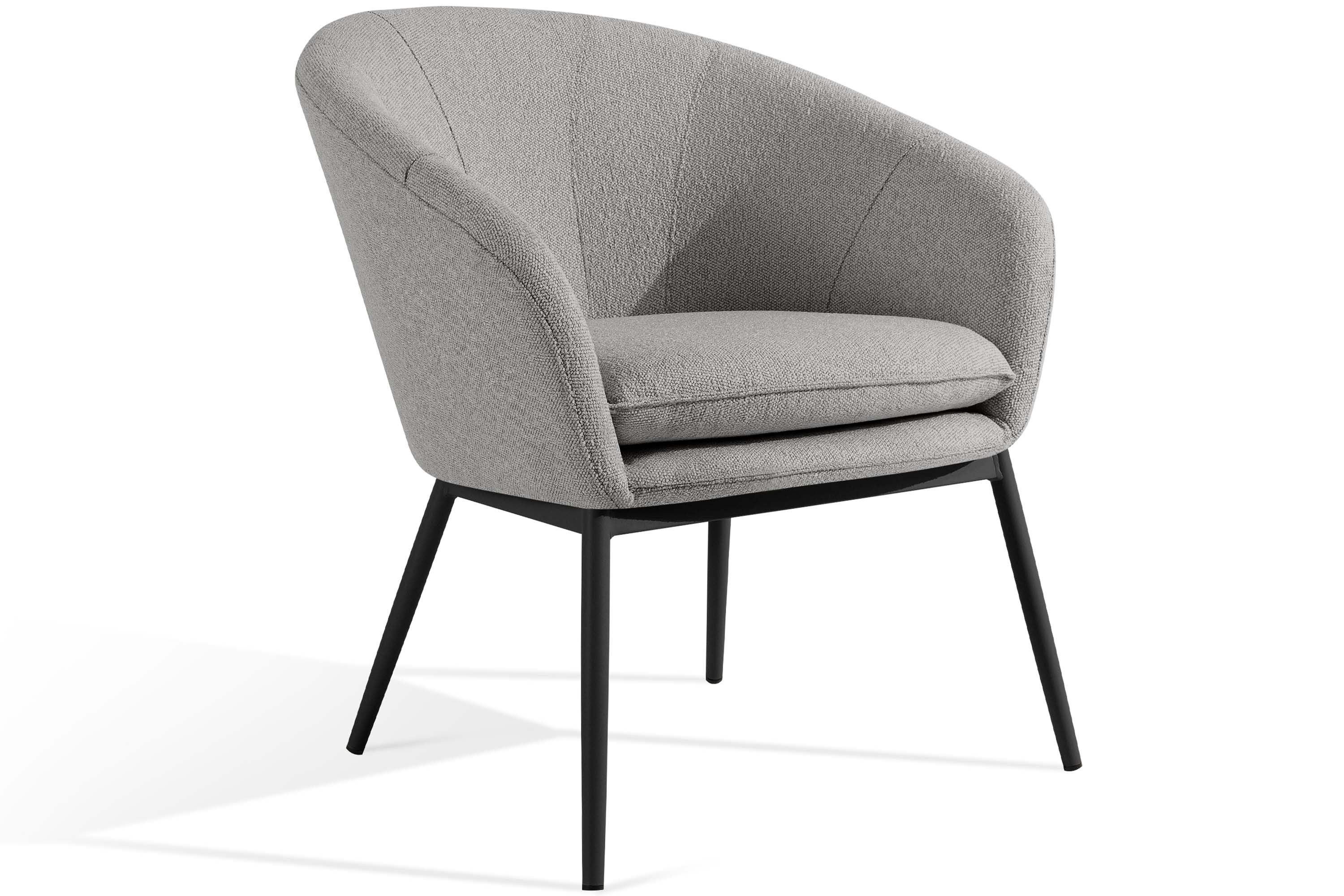 KONSIMO® Gartensessel SOLIS Loungesessel, Gartenstuhl, Stahlrahmen, hergestellt in der EU (extra bequemer Sitz, fertig montiert, (B) 69 cm (H) 76 cm (T) 66 cm), wasserabweisender Stoff, Modern, schwarz Gestell