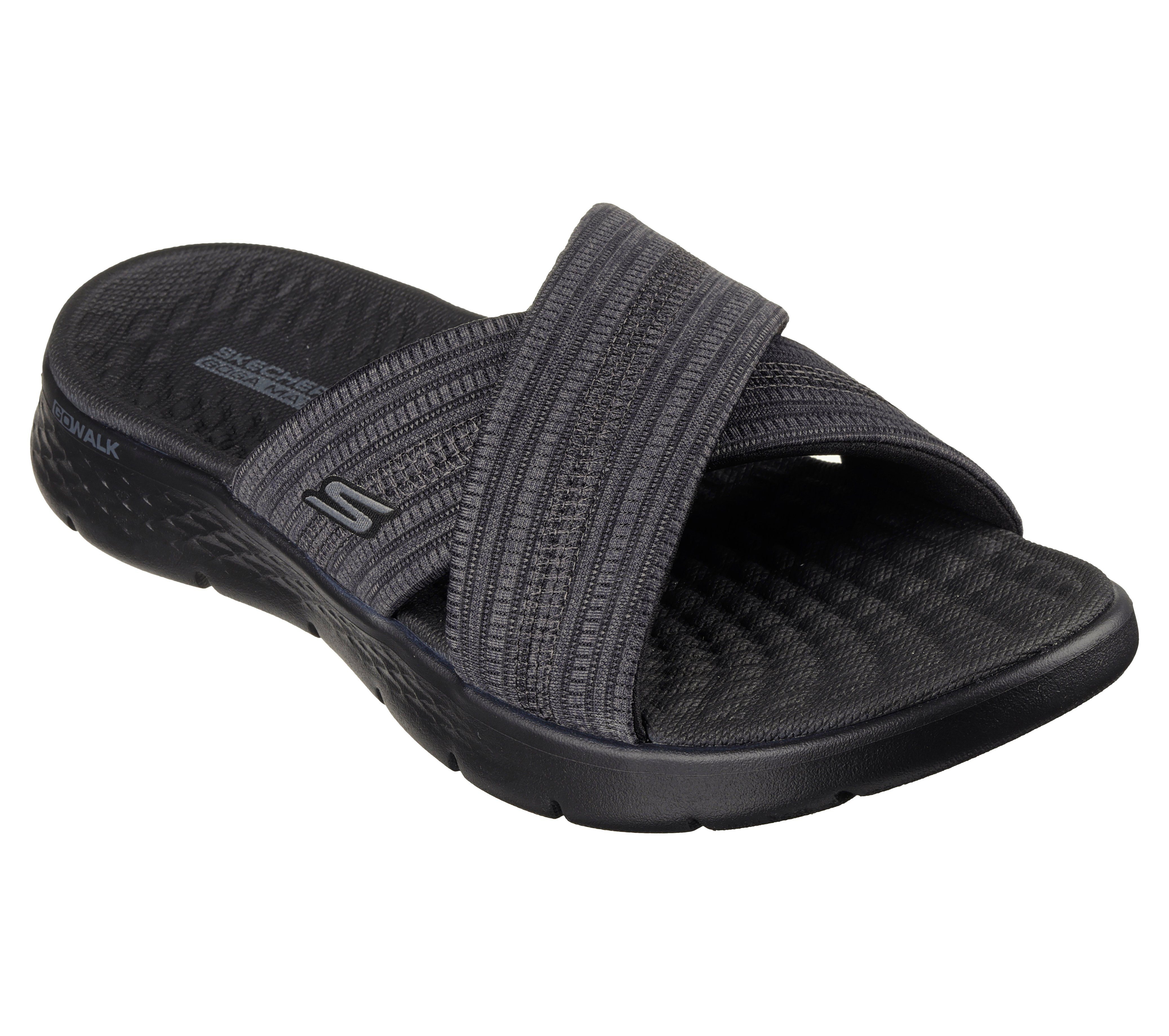 Skechers GO WALK FLEX SANDAL-BUTTERFLY BLISS Pantolette Keilabsatz, Sommerschuh, Schlappen mit Goga Mat Footbed